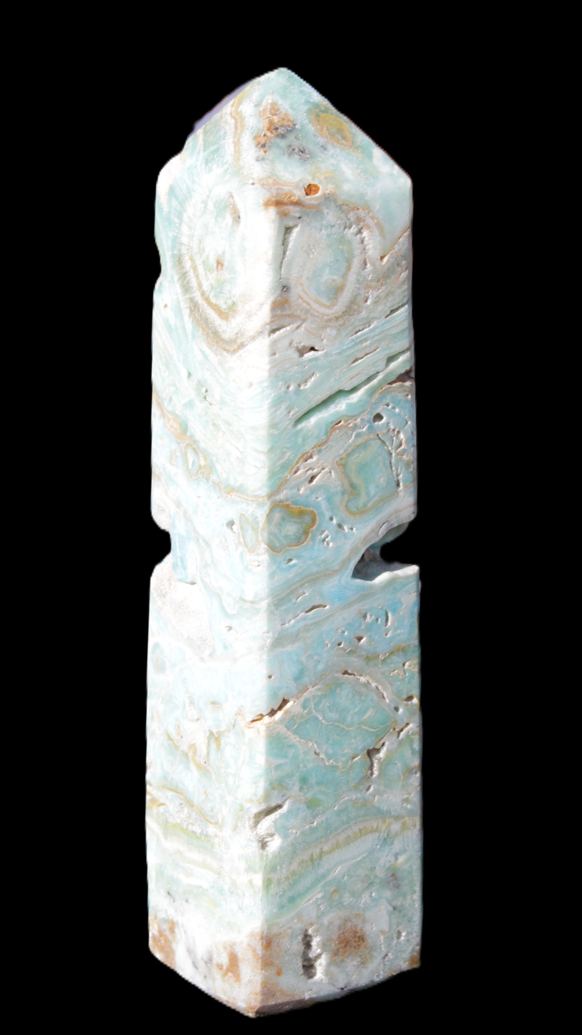 Caribbean Calcite Blue Aragonite obelisk 3*143mm 354g Rocks and Things Store