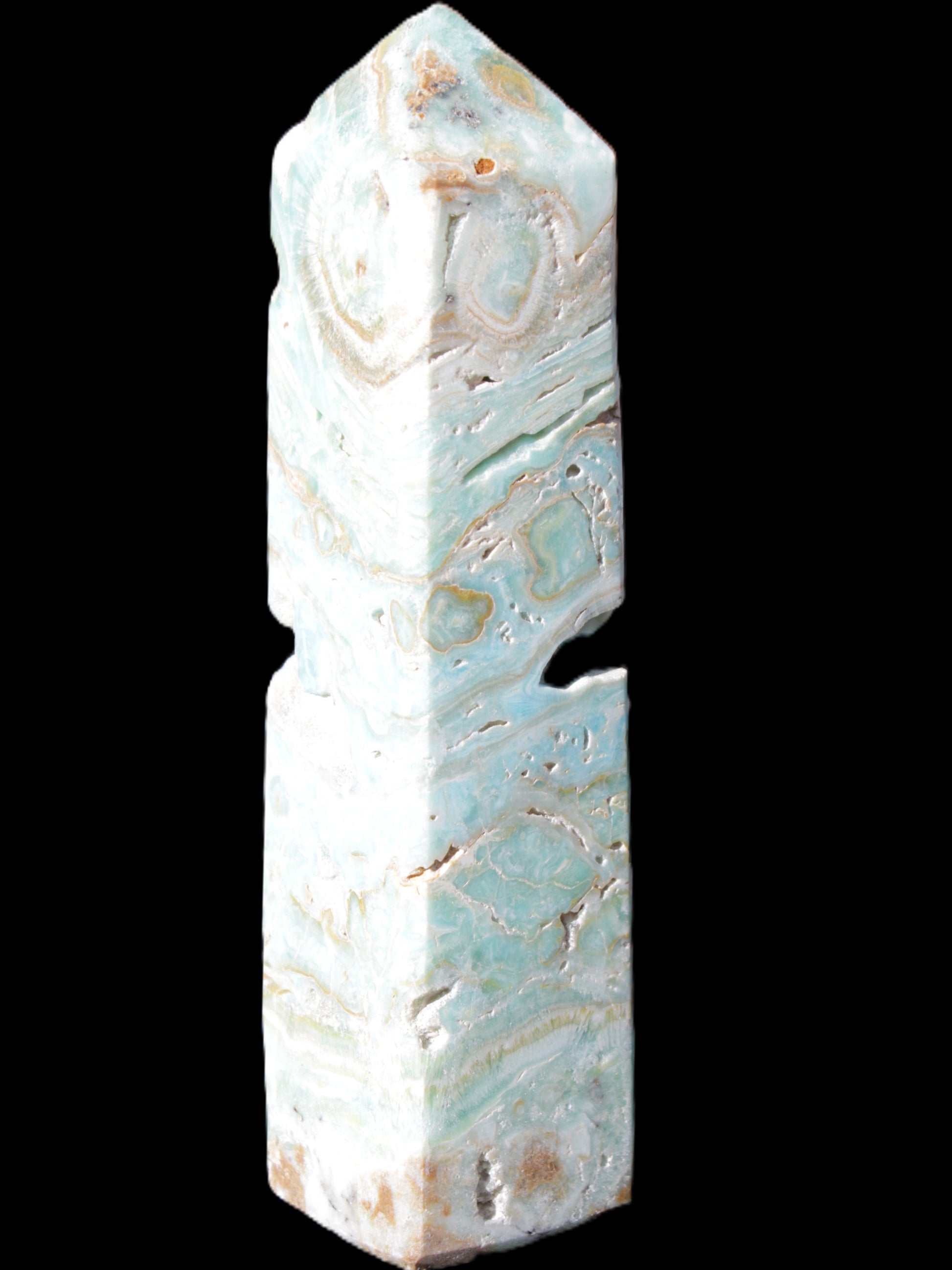 Caribbean Calcite Blue Aragonite obelisk 3*143mm 354g Rocks and Things Store