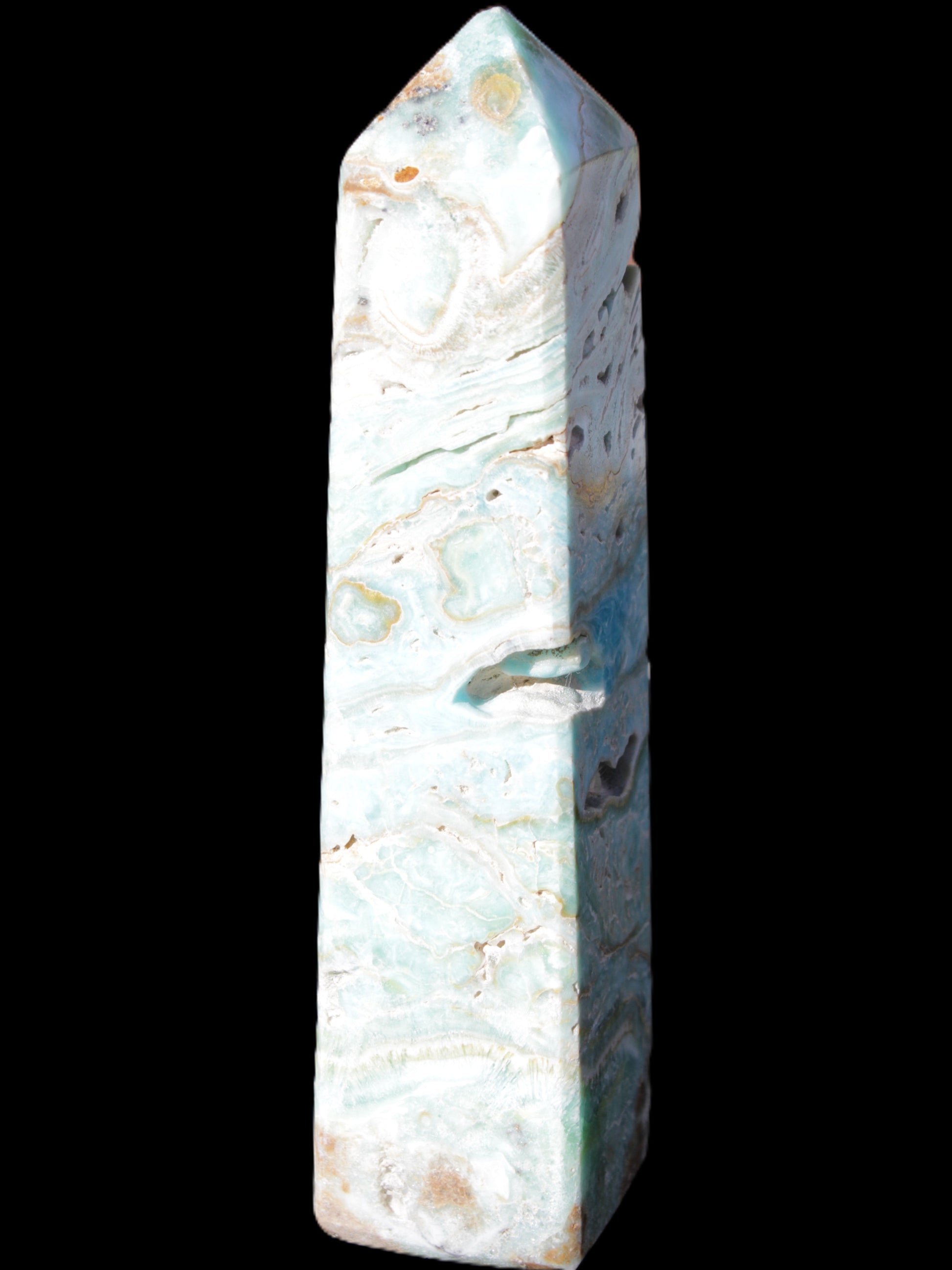 Caribbean Calcite Blue Aragonite obelisk 3*143mm 354g Rocks and Things Store