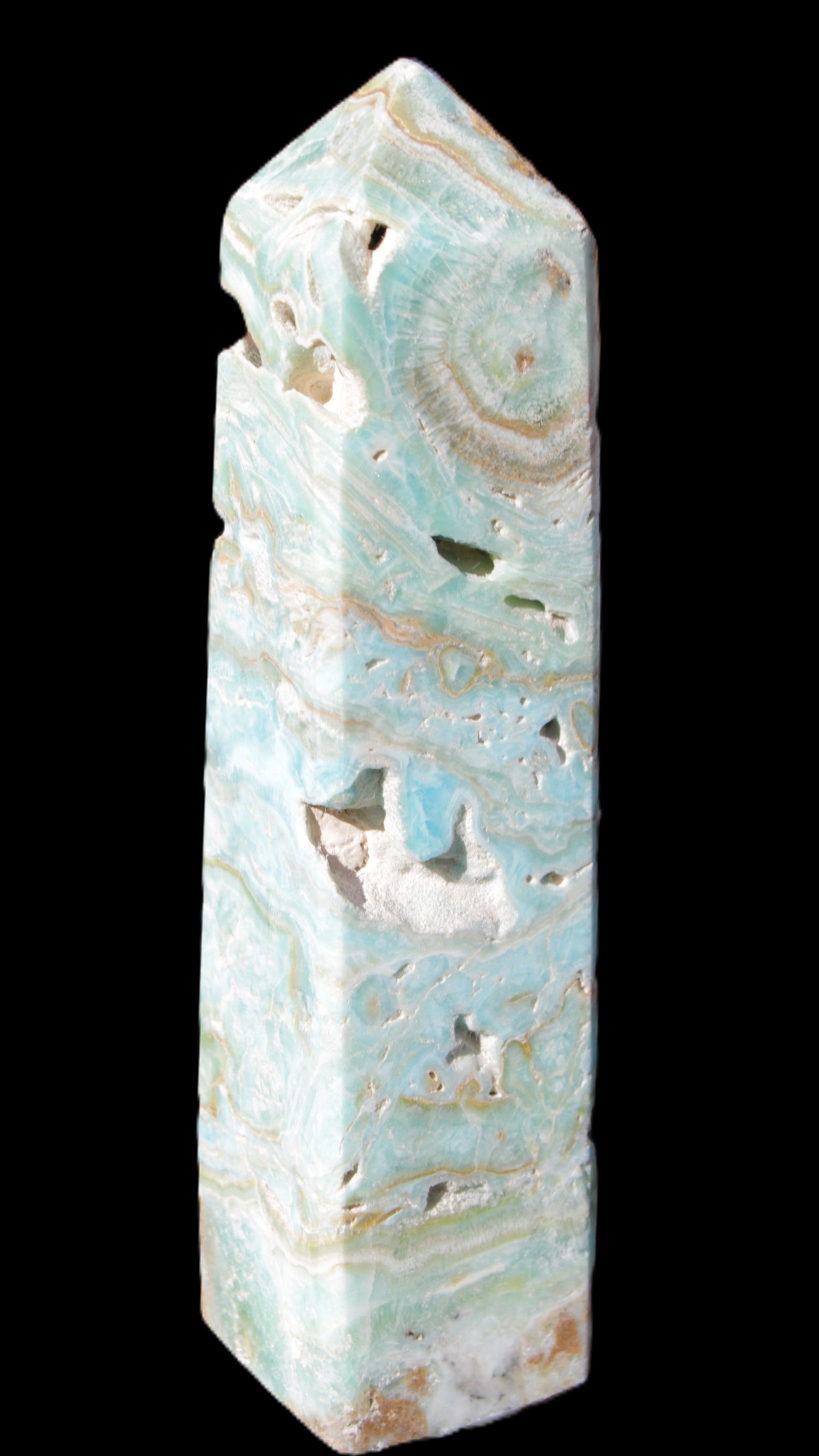 Caribbean Calcite Blue Aragonite obelisk 3*143mm 354g Rocks and Things Store