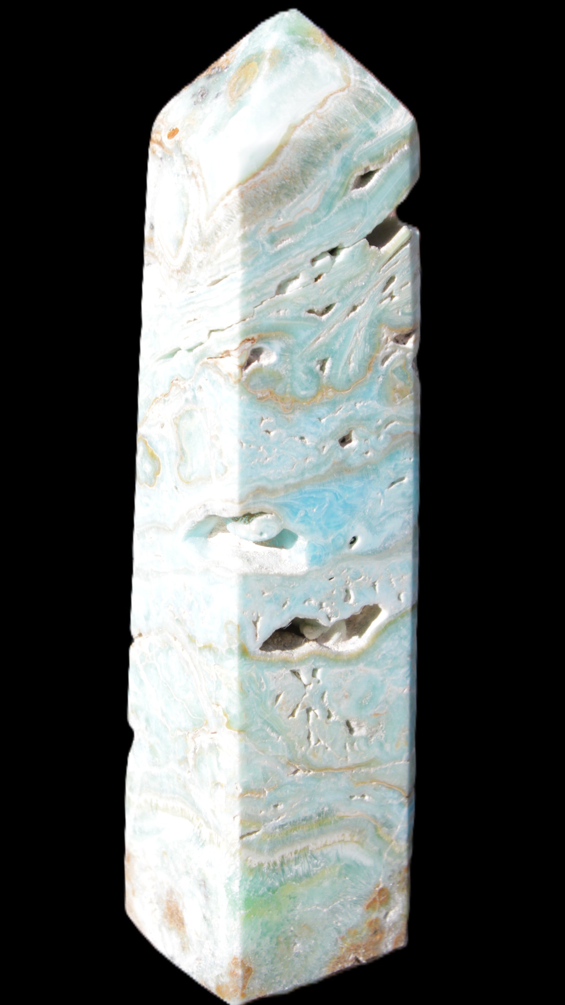 Caribbean Calcite Blue Aragonite obelisk 3*143mm 354g Rocks and Things Store
