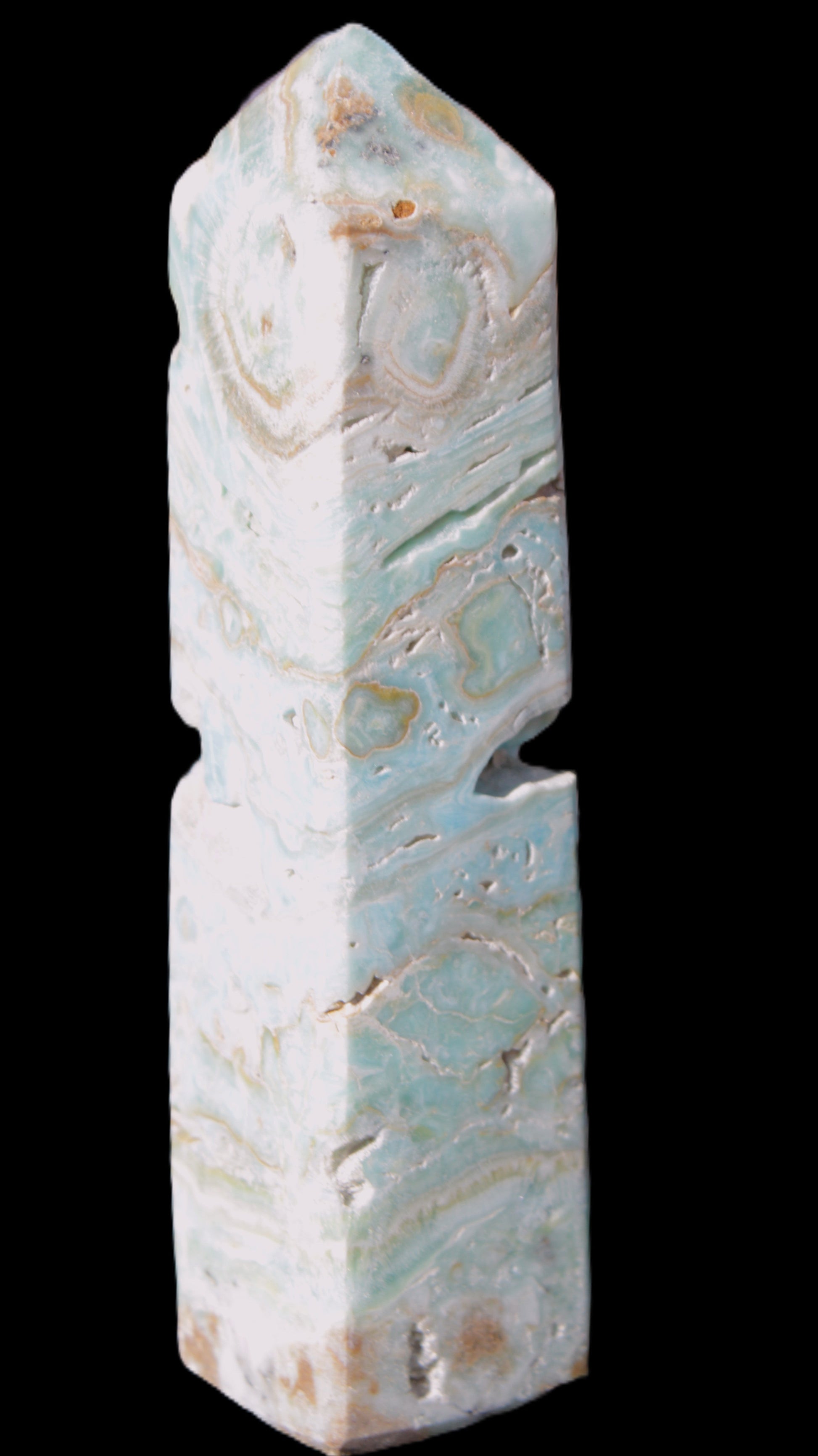 Caribbean Calcite Blue Aragonite obelisk 3*143mm 354g Rocks and Things Store