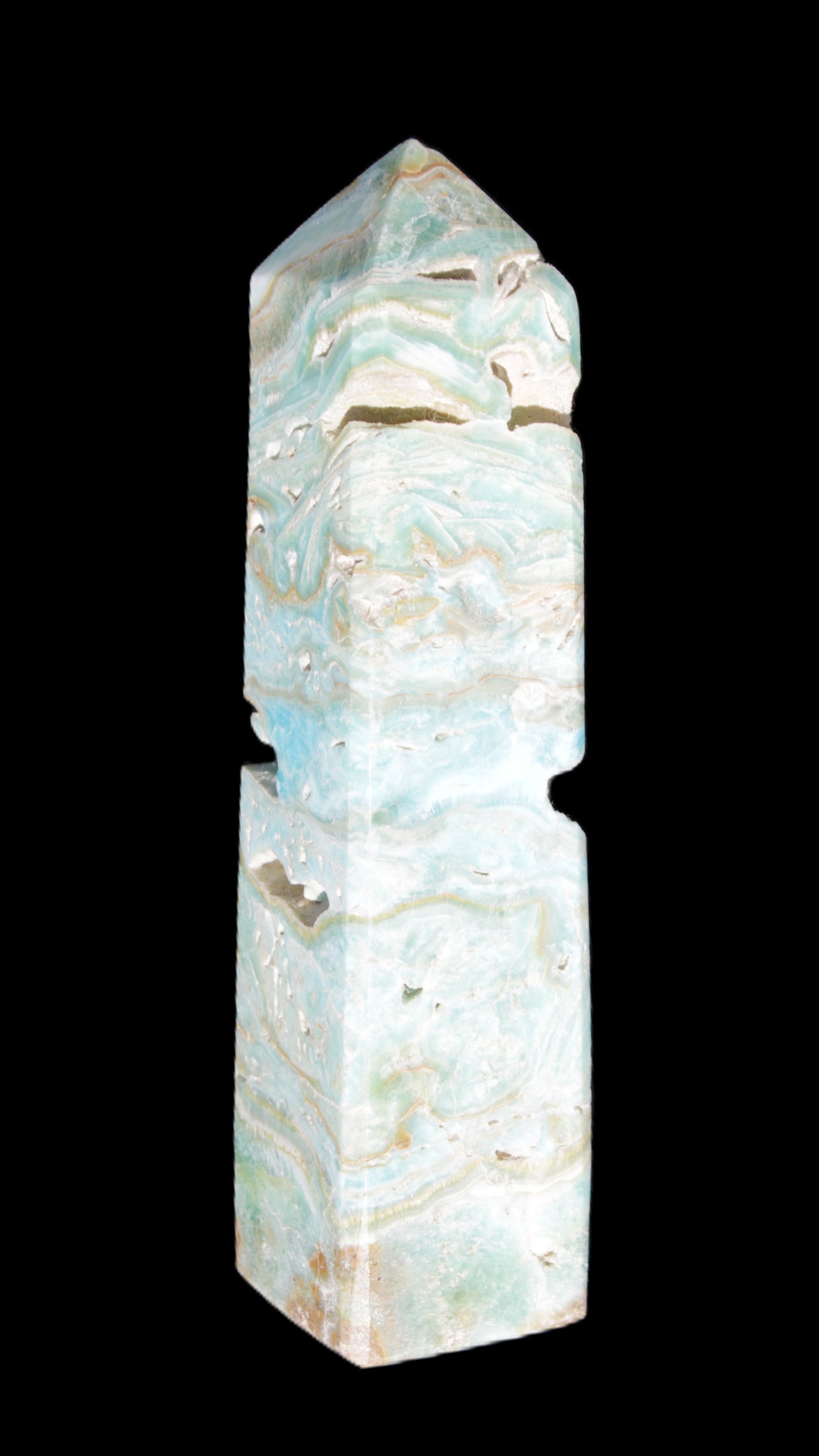 Caribbean Calcite Blue Aragonite obelisk 3*143mm 354g Rocks and Things Store