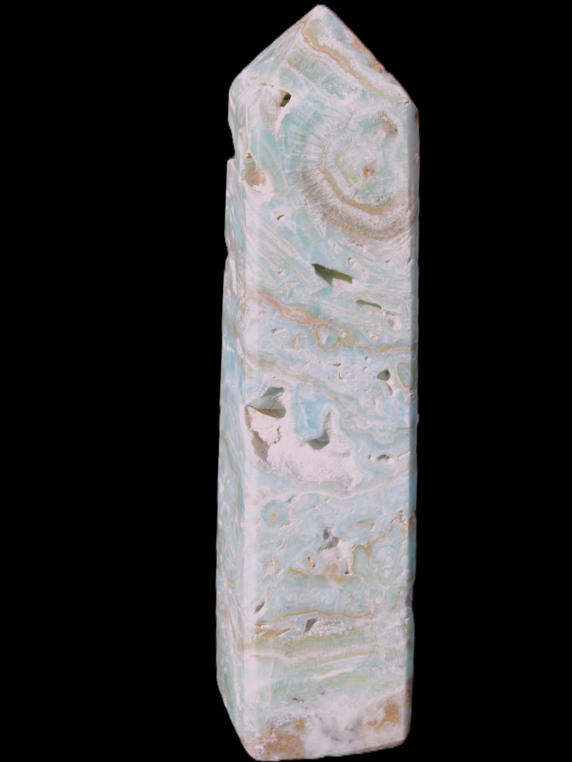 Caribbean Calcite Blue Aragonite obelisk 3*143mm 354g Rocks and Things Store