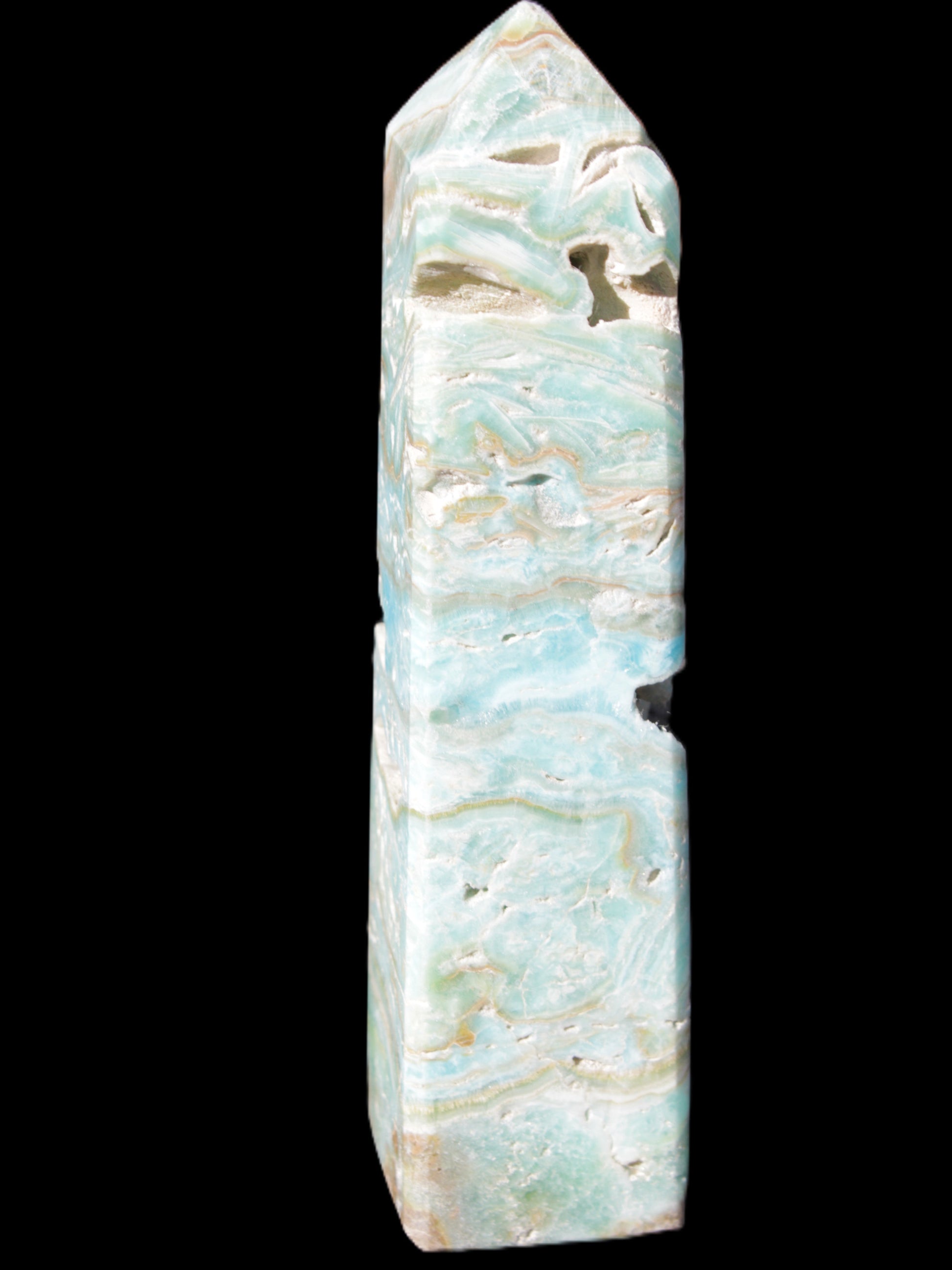 Caribbean Calcite Blue Aragonite obelisk 3*143mm 354g Rocks and Things Store