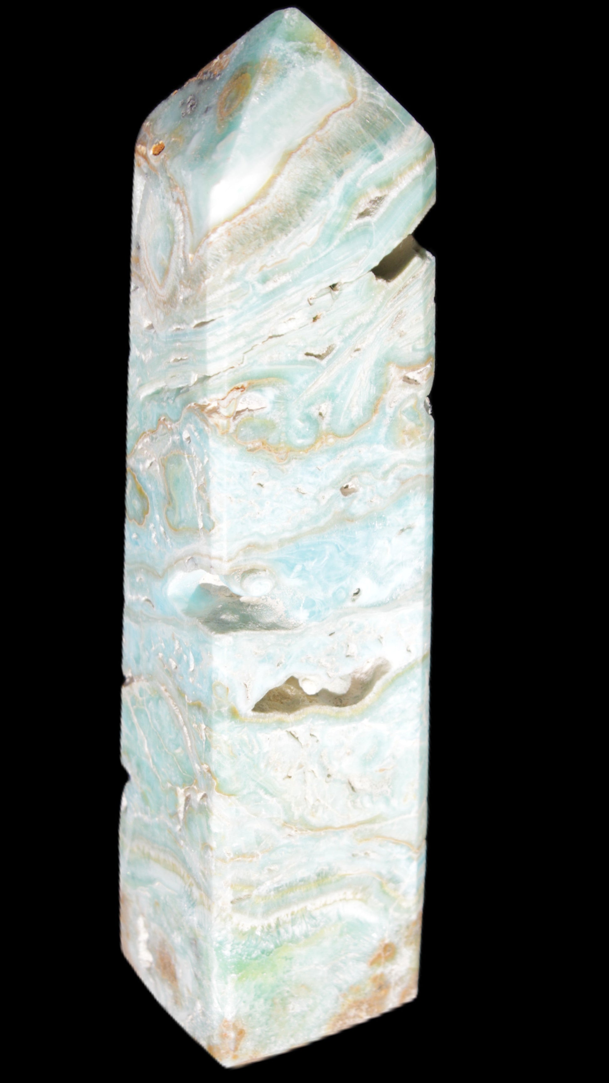 Caribbean Calcite Blue Aragonite obelisk 3*143mm 354g Rocks and Things Store