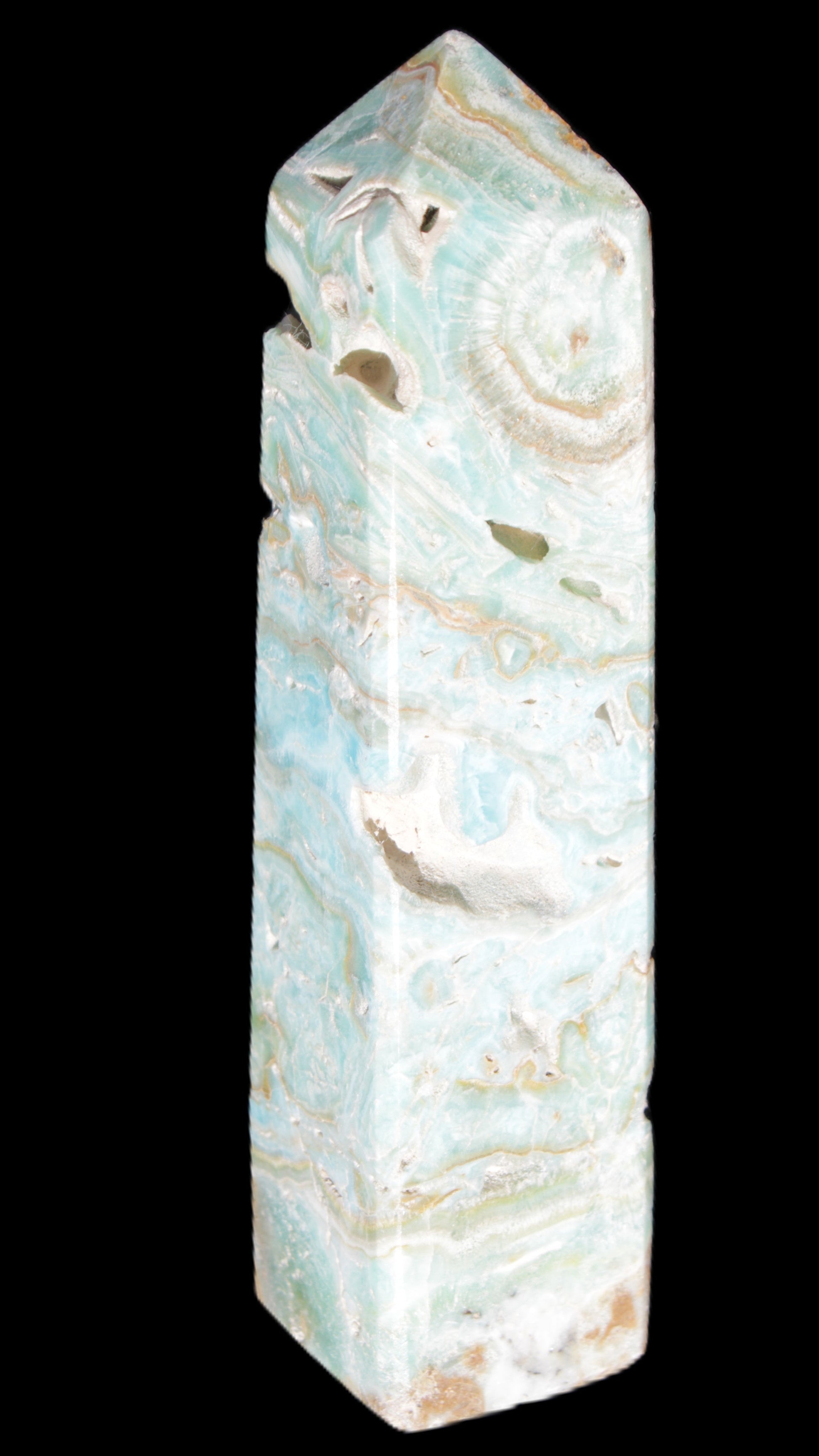 Caribbean Calcite Blue Aragonite obelisk 3*143mm 354g Rocks and Things Store