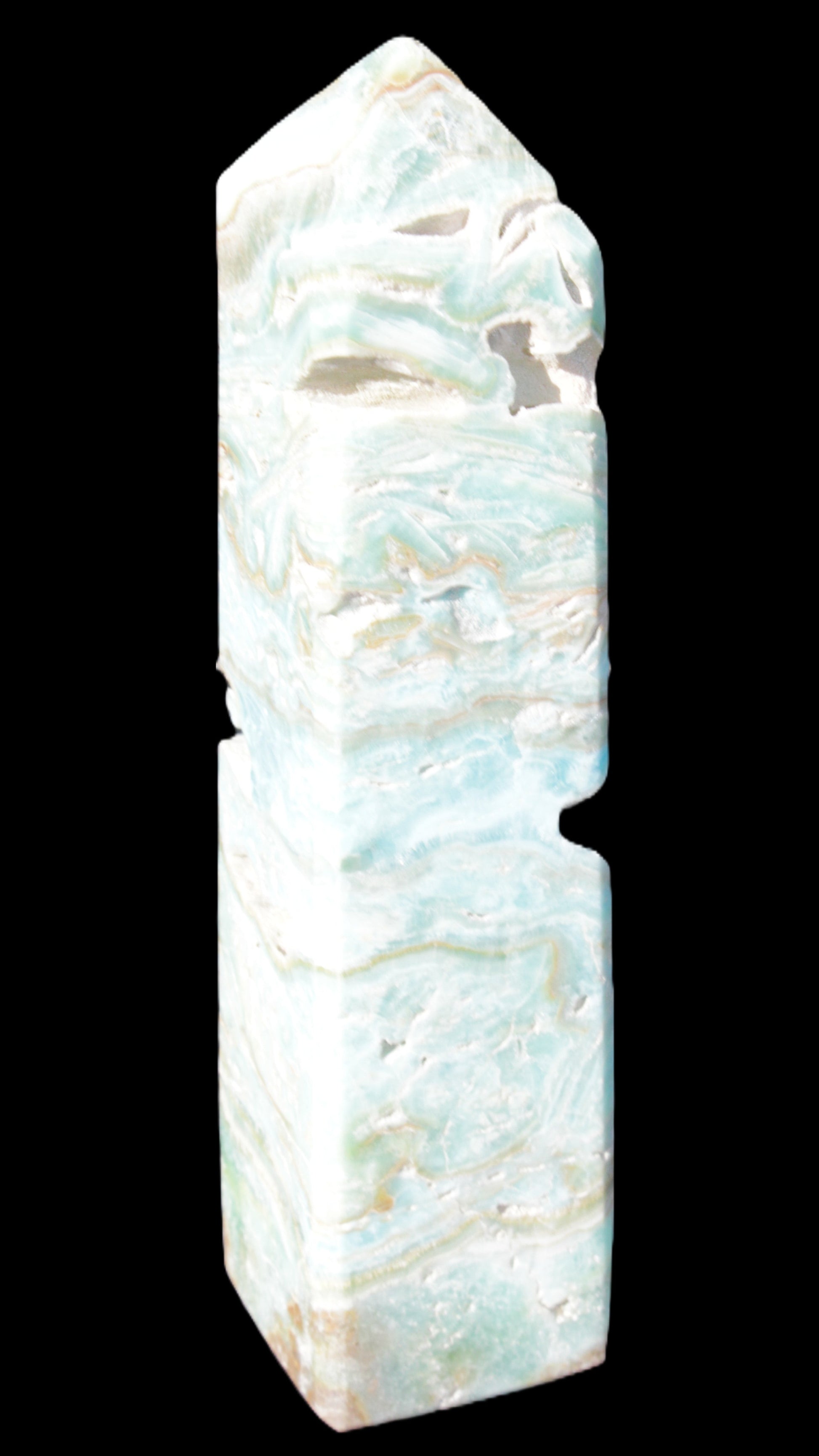 Caribbean Calcite Blue Aragonite obelisk 3*143mm 354g Rocks and Things Store