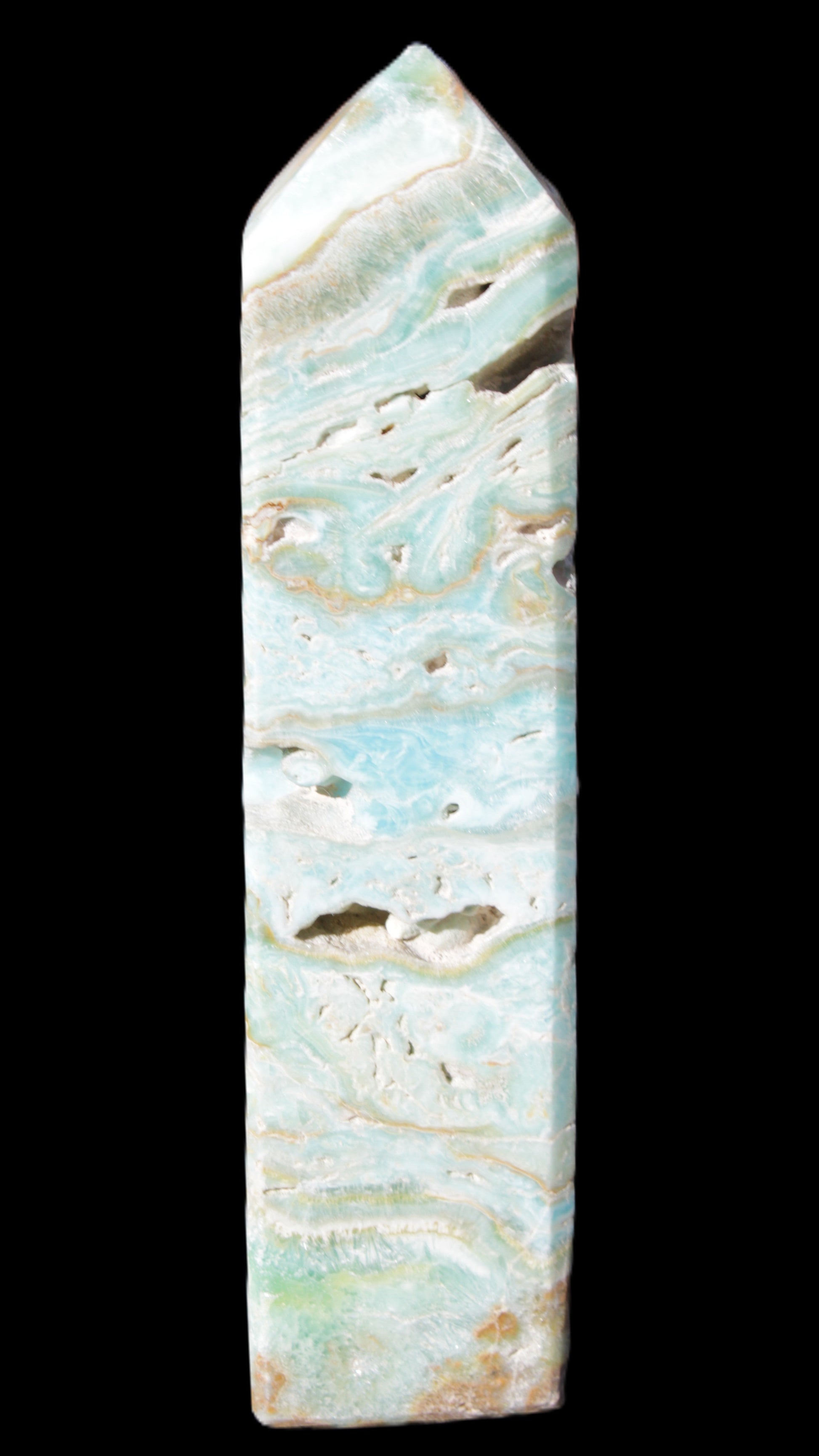 Caribbean Calcite Blue Aragonite obelisk 3*143mm 354g Rocks and Things Store