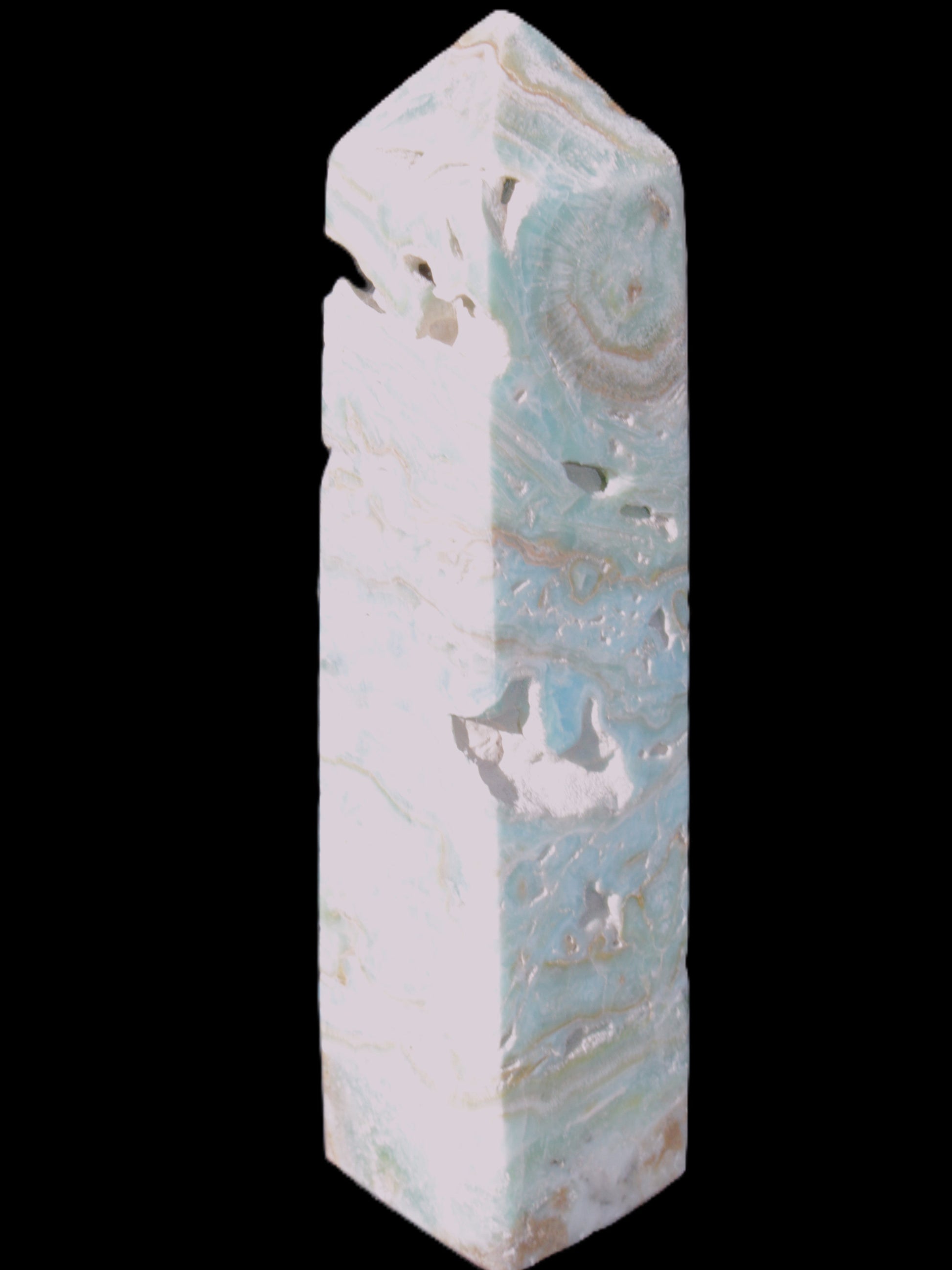 Caribbean Calcite Blue Aragonite obelisk 3*143mm 354g Rocks and Things Store