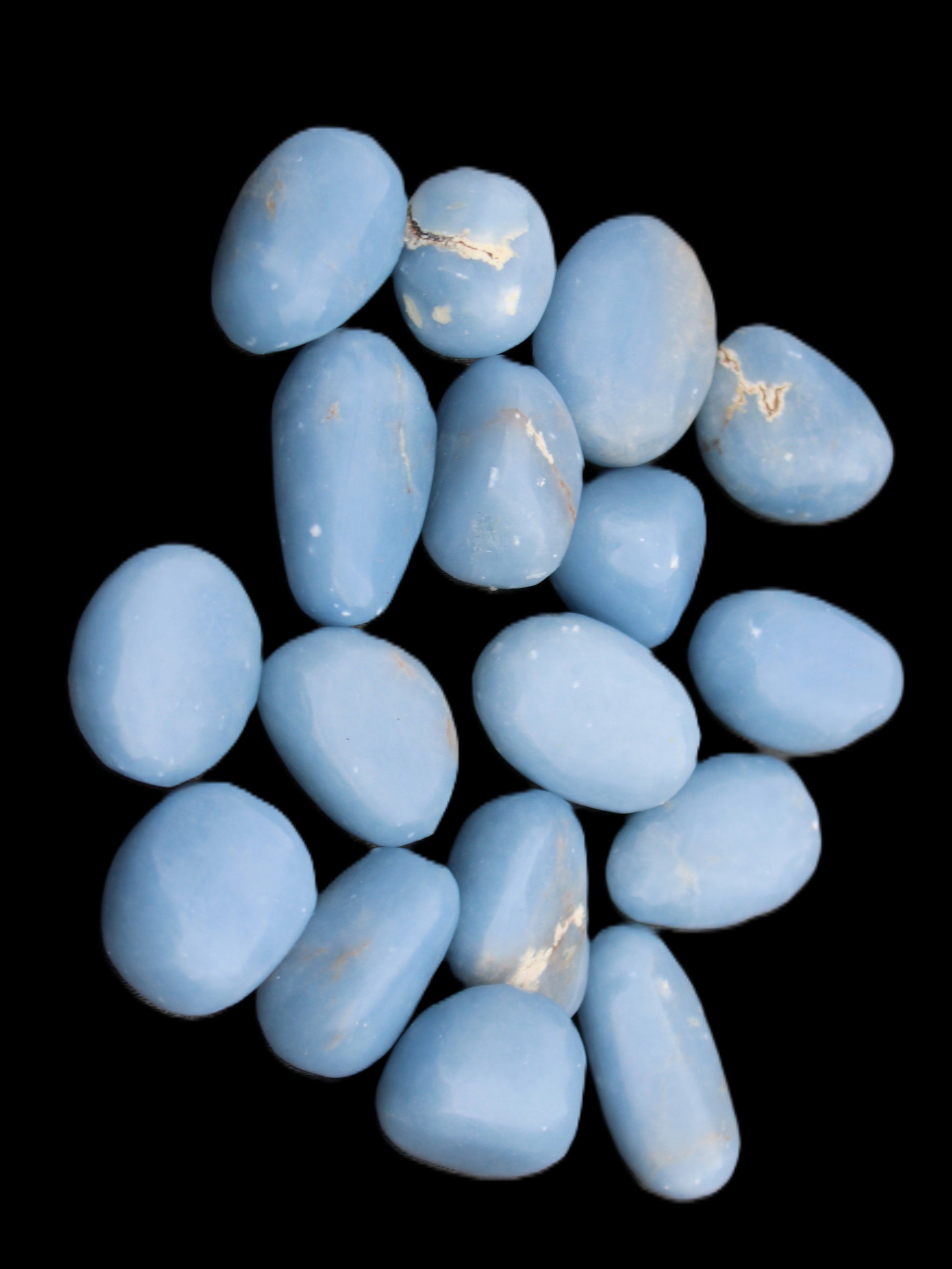 Angelite tumbled stone  18-25mm 10-12g in sunlight - Rocks and Things Store
