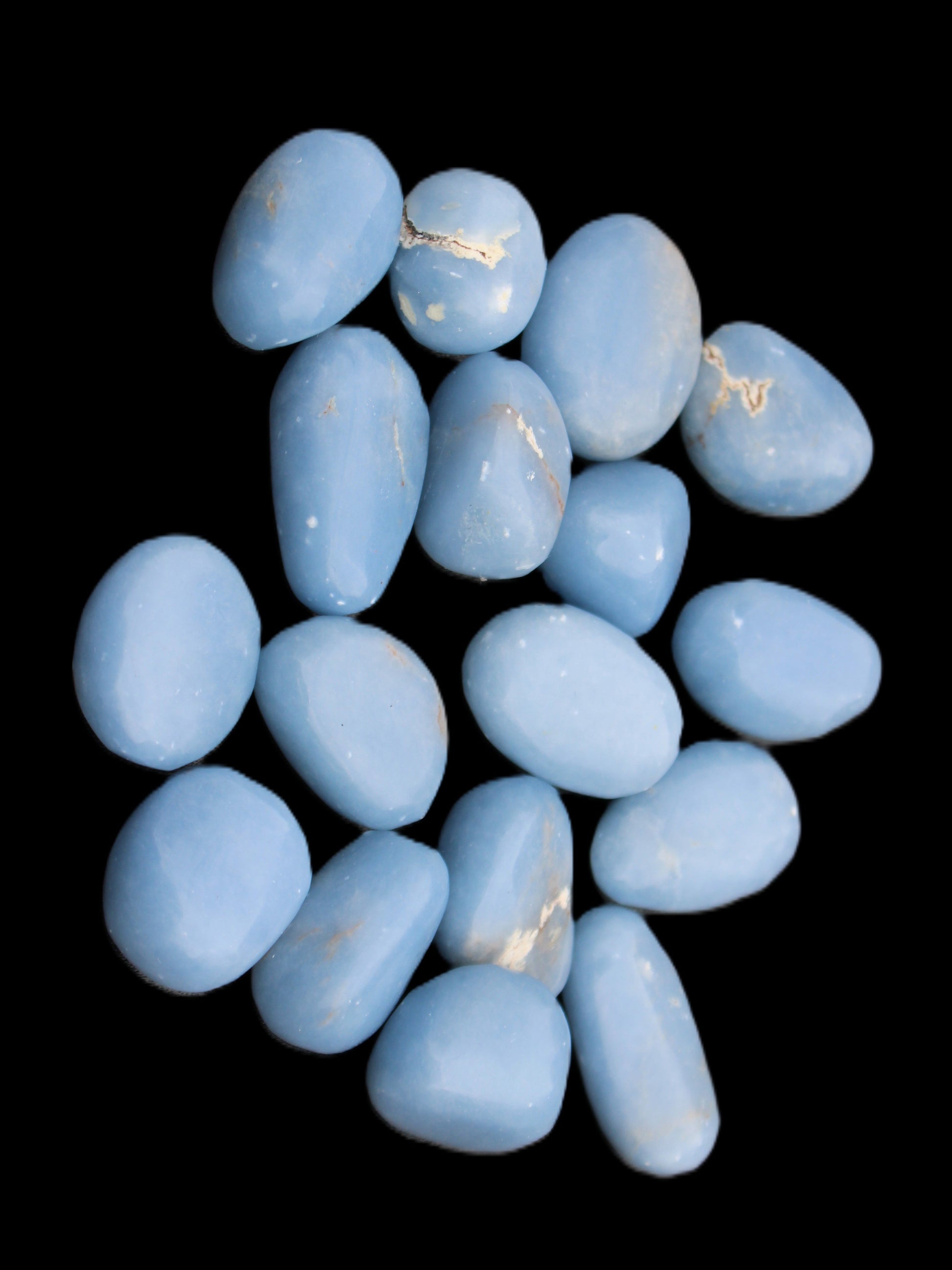 Angelite tumbled stone  18-25mm 10-12g in sunlight - Rocks and Things Store