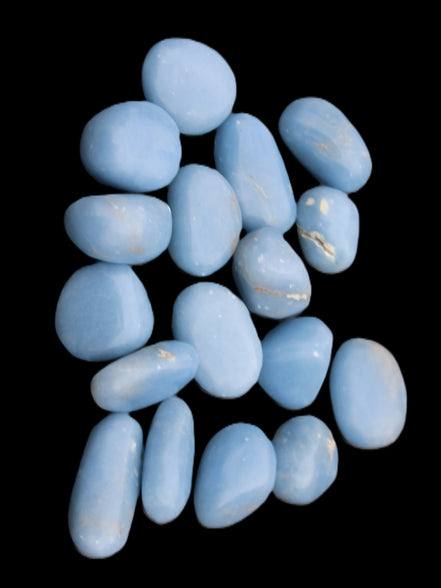 Angelite tumbled stone  18-25mm 10-12g in sunlight - Rocks and Things Store