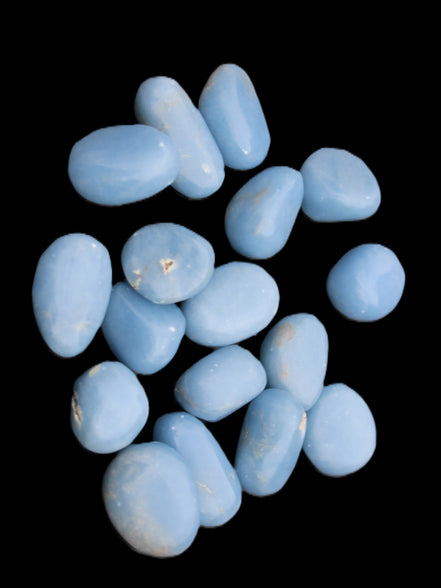 Angelite tumbled stone  18-25mm 10-12g in sunlight - Rocks and Things Store