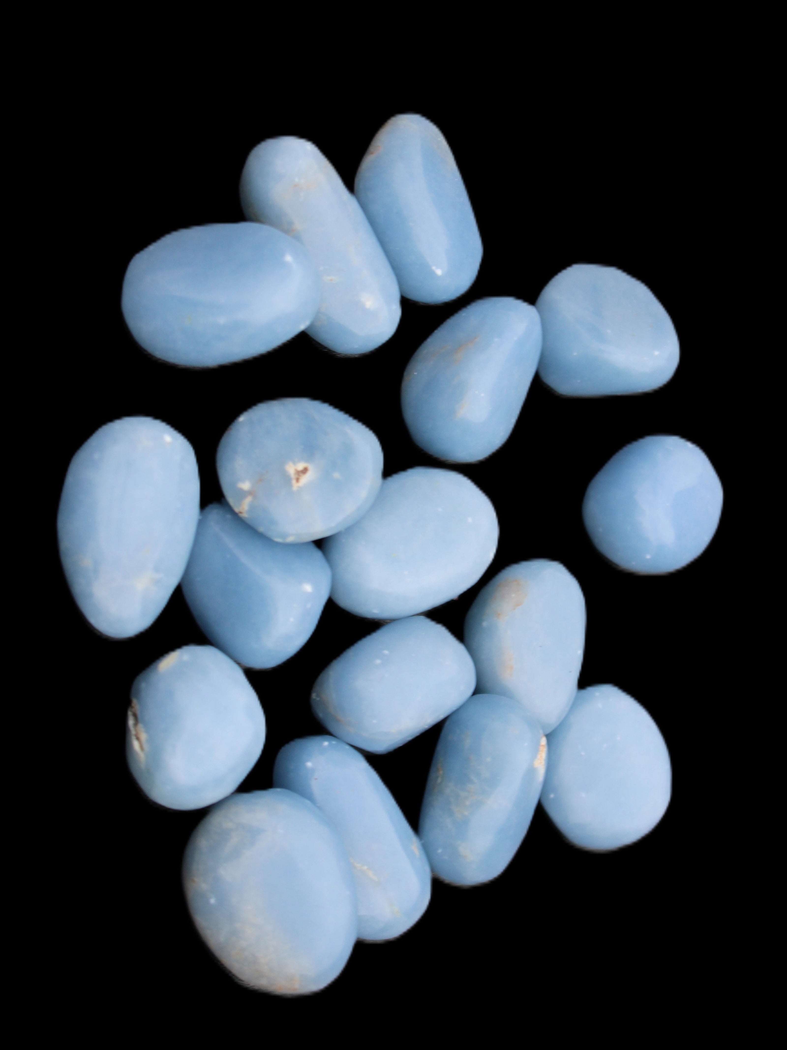 Angelite tumbled stone  18-25mm 10-12g in sunlight - Rocks and Things Store