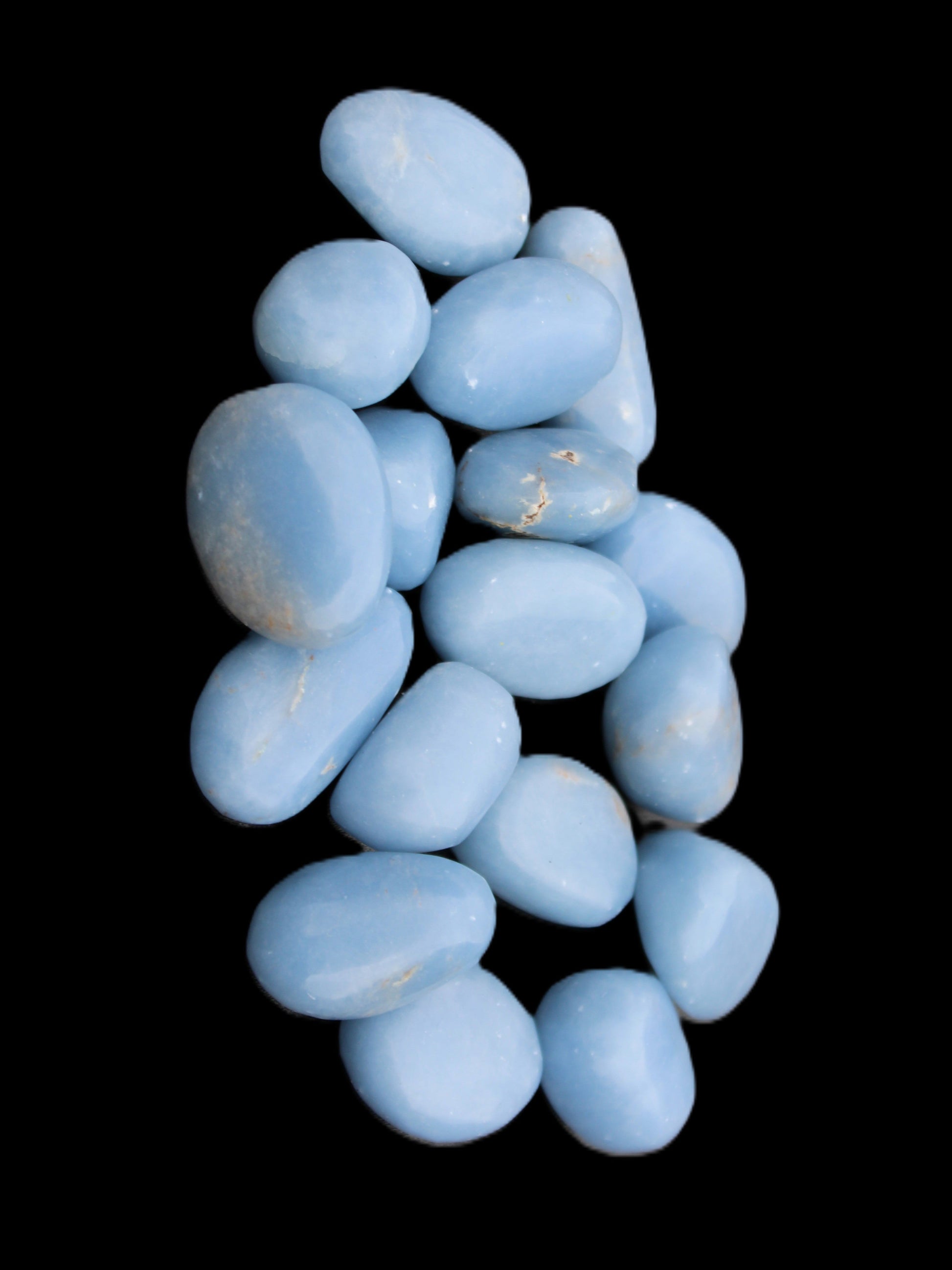 Angelite tumbled stone  18-25mm 10-12g in sunlight - Rocks and Things Store