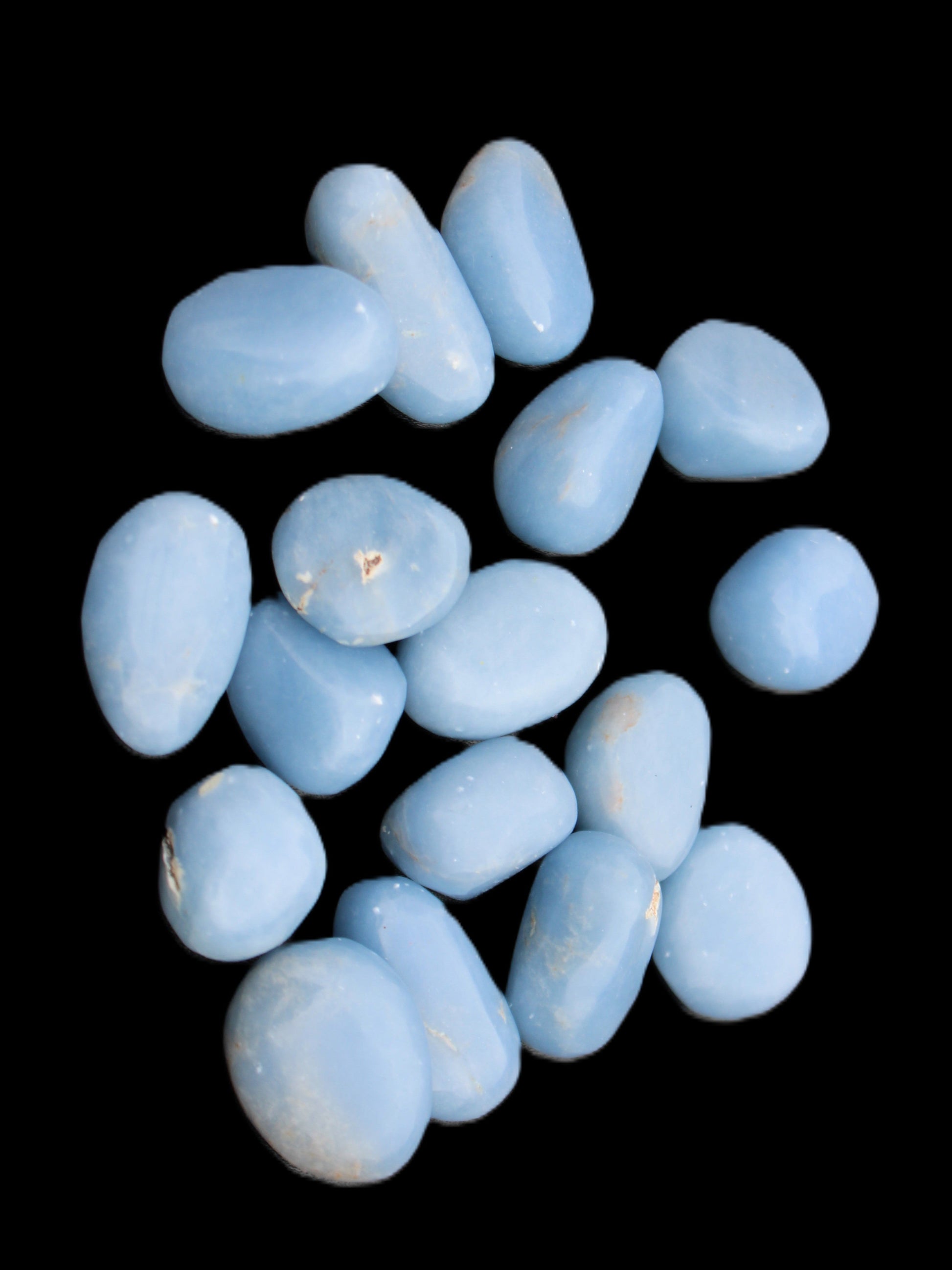 Angelite tumbled stone  18-25mm 10-12g in sunlight - Rocks and Things Store