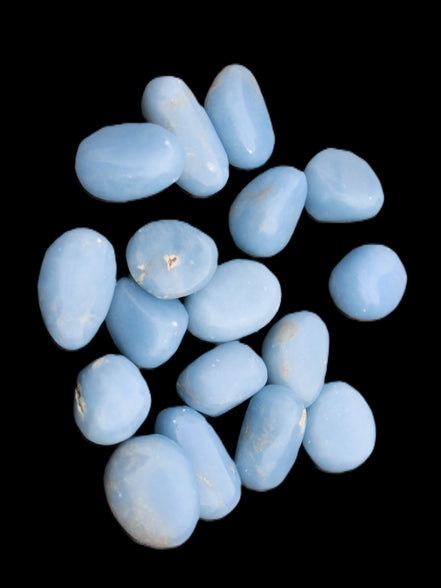Angelite tumbled stone  18-25mm 10-12g in sunlight - Rocks and Things Store