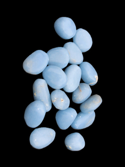 Angelite tumbled stone  18-25mm 10-12g in sunlight - Rocks and Things Store