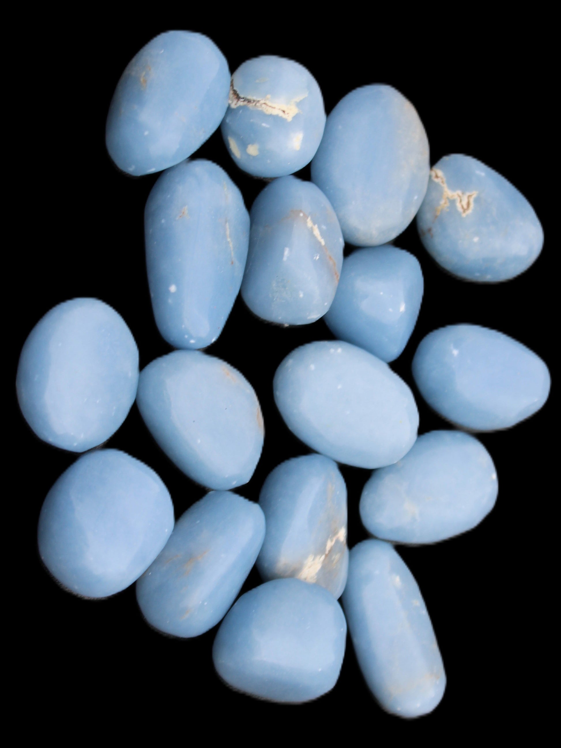 Angelite tumbled stone  18-25mm 10-12g in sunlight - Rocks and Things Store