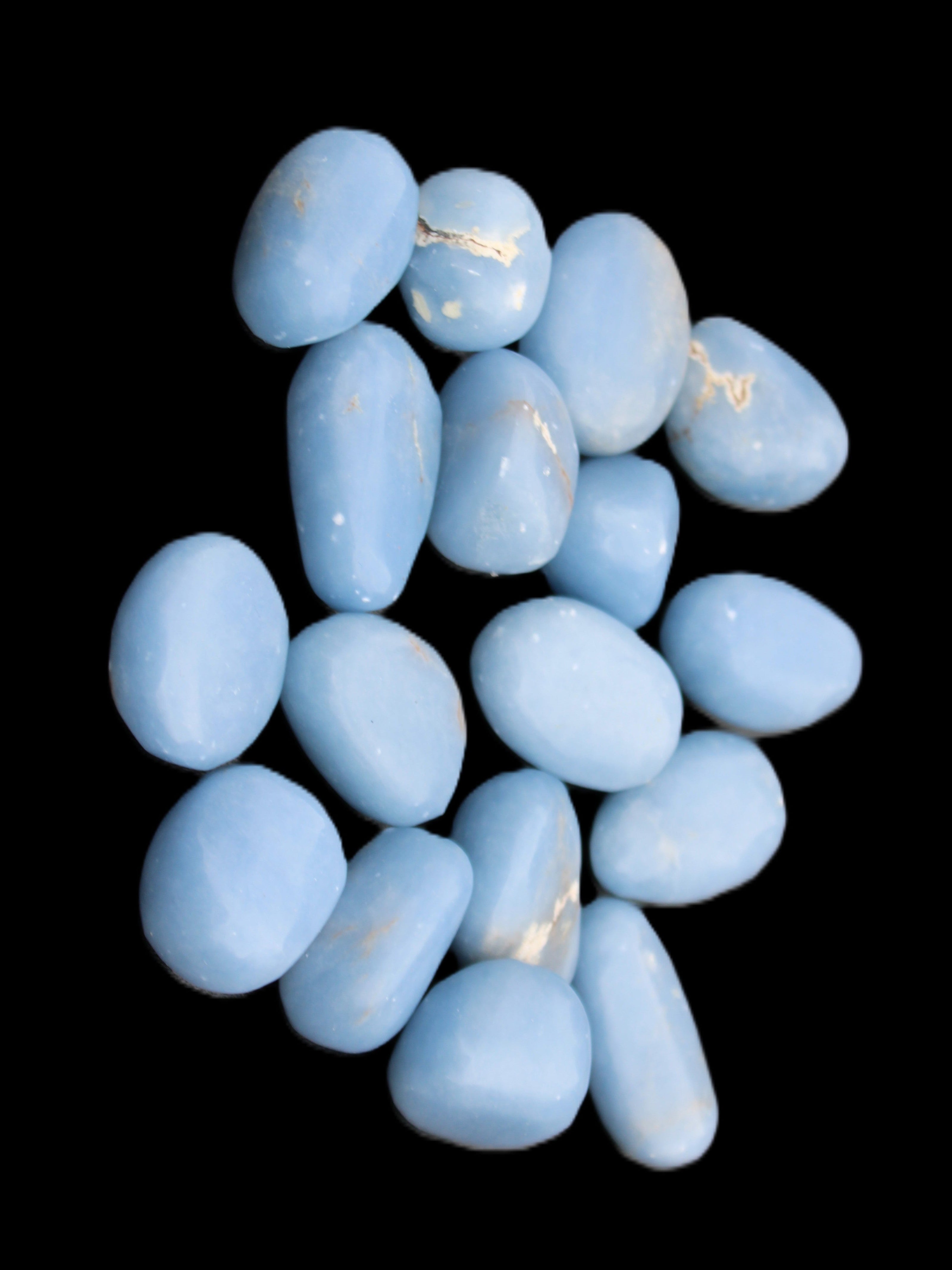 Angelite tumbled stone  18-25mm 10-12g in sunlight - Rocks and Things Store