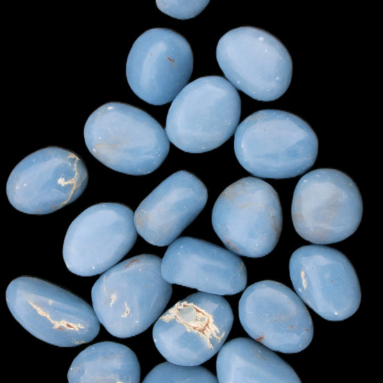 Angelite 20 tumbled stones 24-28mm 300g in sunlight - Rocks and Things Store