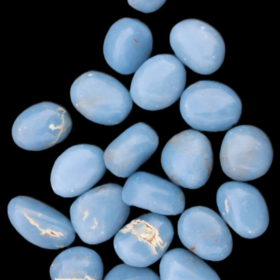 Angelite 20 tumbled stones 24-28mm 300g in sunlight - Rocks and Things Store