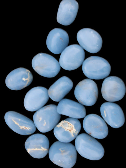 Angelite 20 tumbled stones 24-28mm 300g in sunlight - Rocks and Things Store
