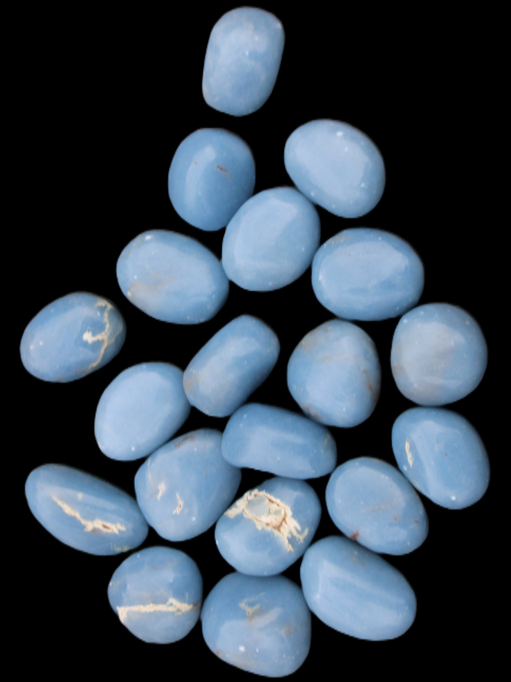 Angelite 20 tumbled stones 24-28mm 300g in sunlight - Rocks and Things Store