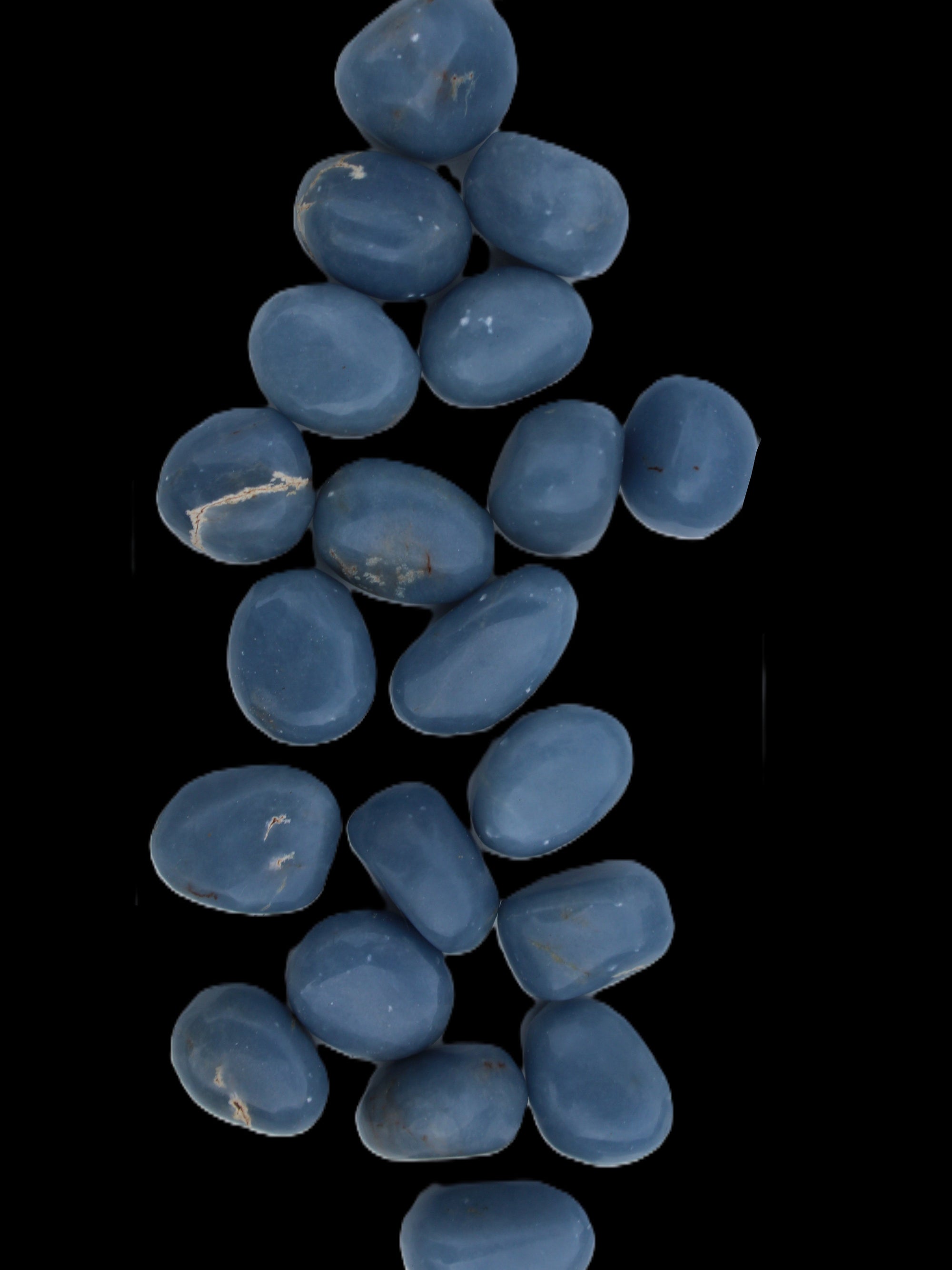 Angelite 20 tumbled stones 24-28mm 300g in sunlight - Rocks and Things Store