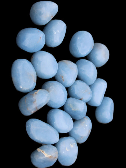 Angelite 20 tumbled stones 24-28mm 300g in sunlight - Rocks and Things Store