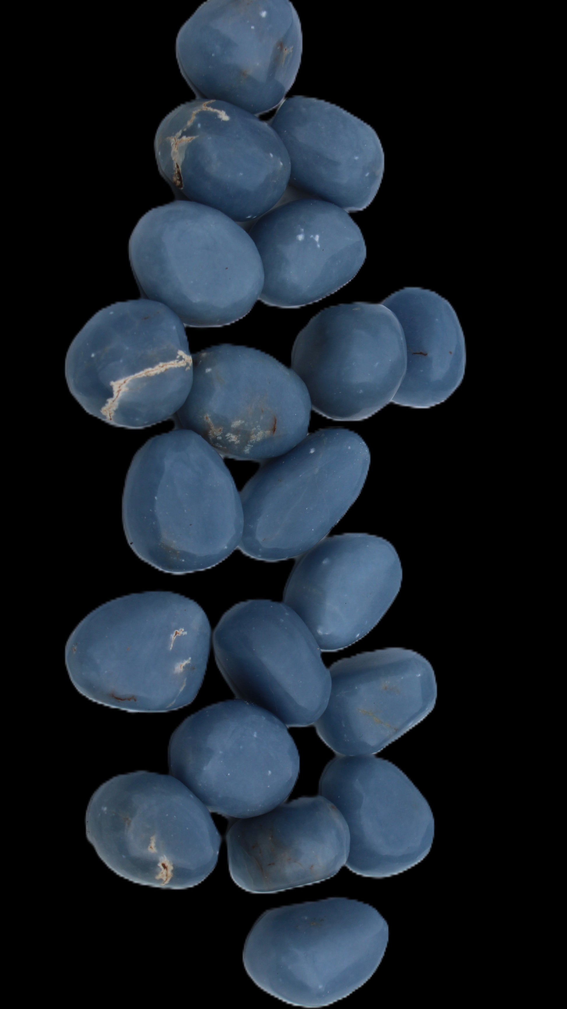 Angelite 20 tumbled stones 24-28mm 300g in sunlight - Rocks and Things Store