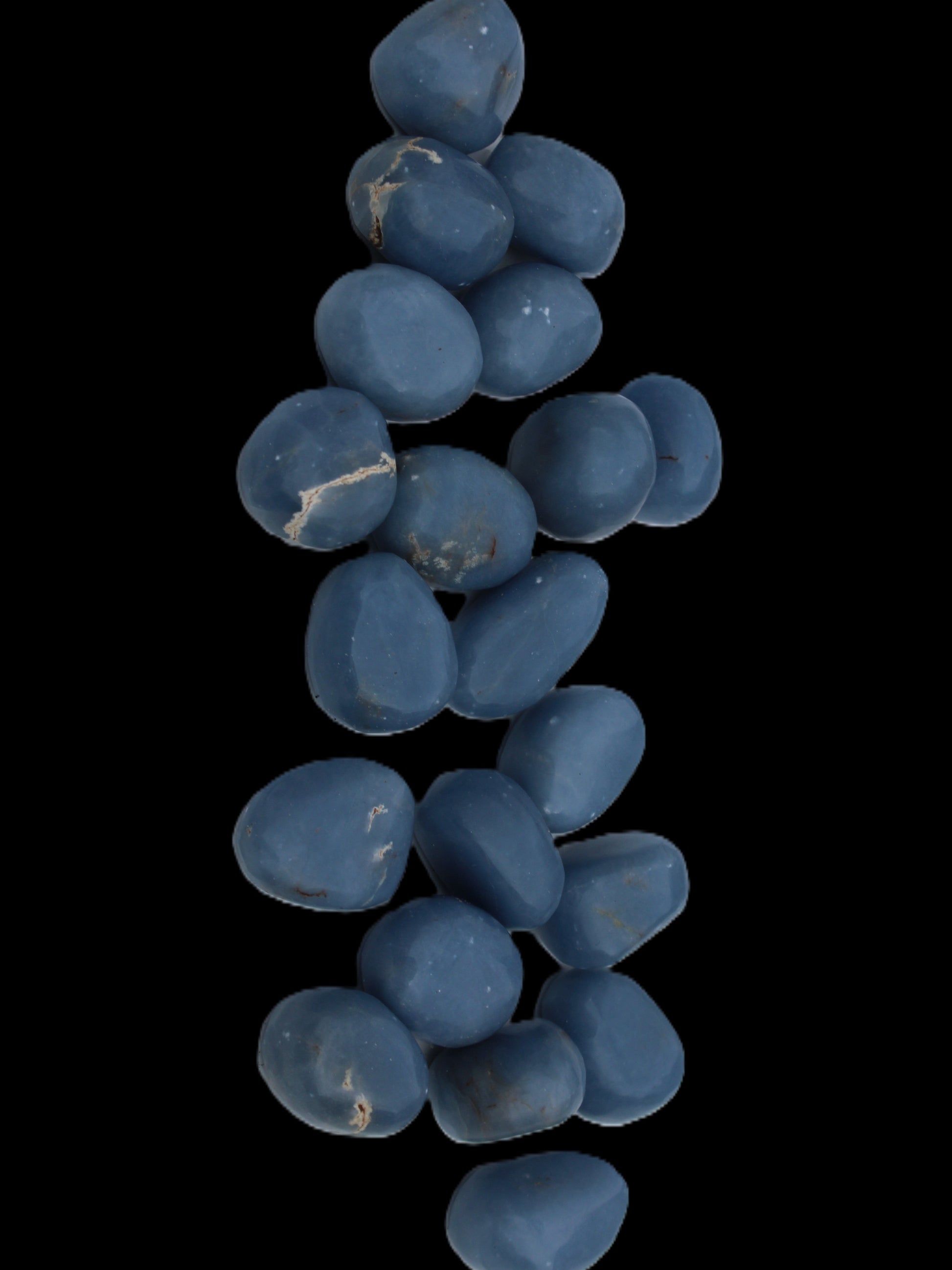 Angelite 20 tumbled stones 24-28mm 300g in sunlight - Rocks and Things Store