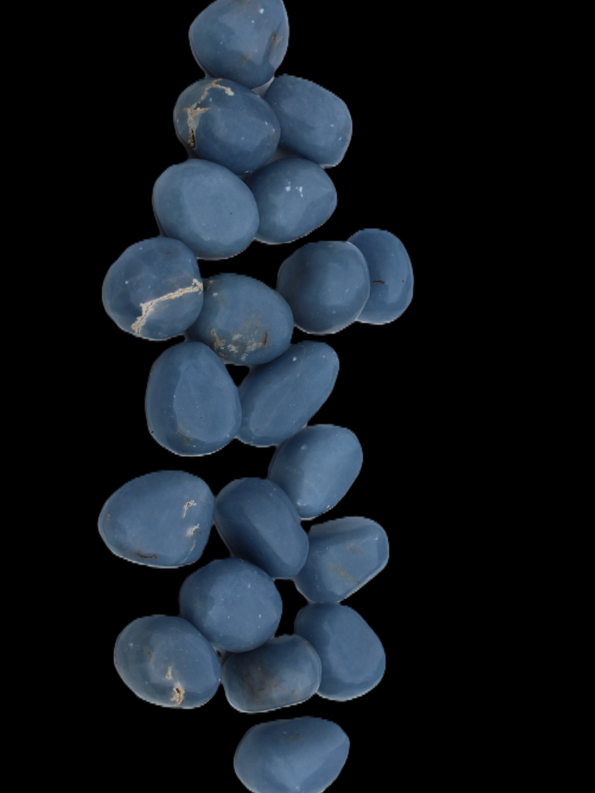 Angelite 20 tumbled stones 24-28mm 300g in sunlight - Rocks and Things Store