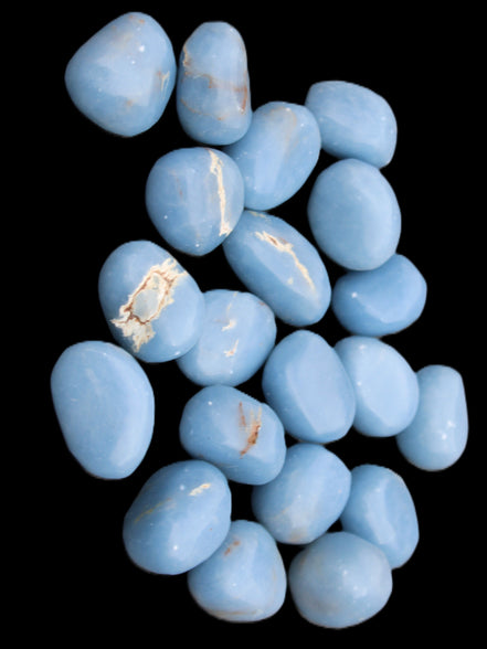 Angelite 20 tumbled stones 24-28mm 300g in sunlight - Rocks and Things Store