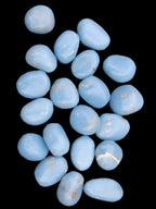 Angelite 20 tumbled stones 24-28mm 300g in sunlight - Rocks and Things Store