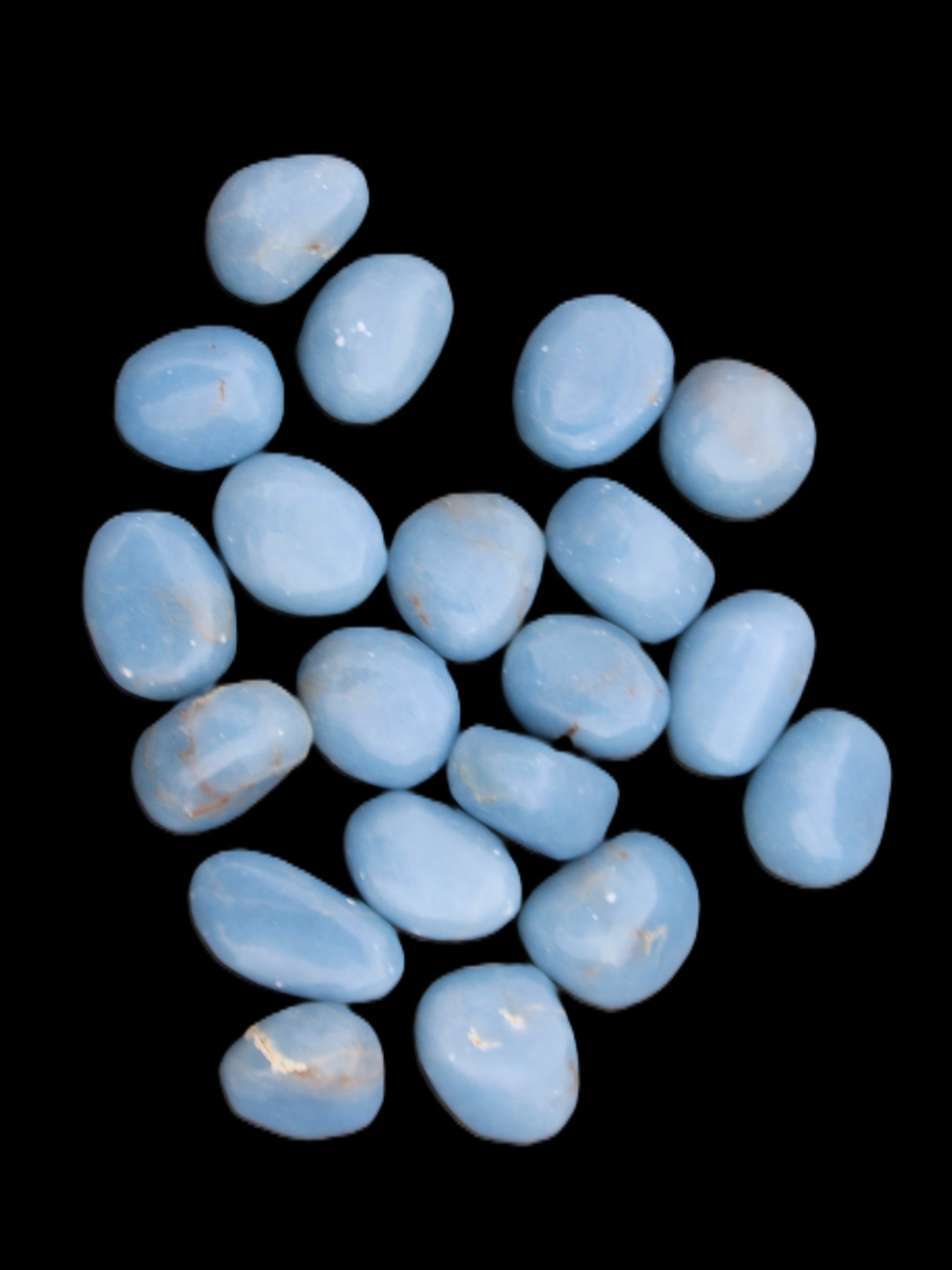 Angelite 20 tumbled stones 24-28mm 300g in sunlight - Rocks and Things Store