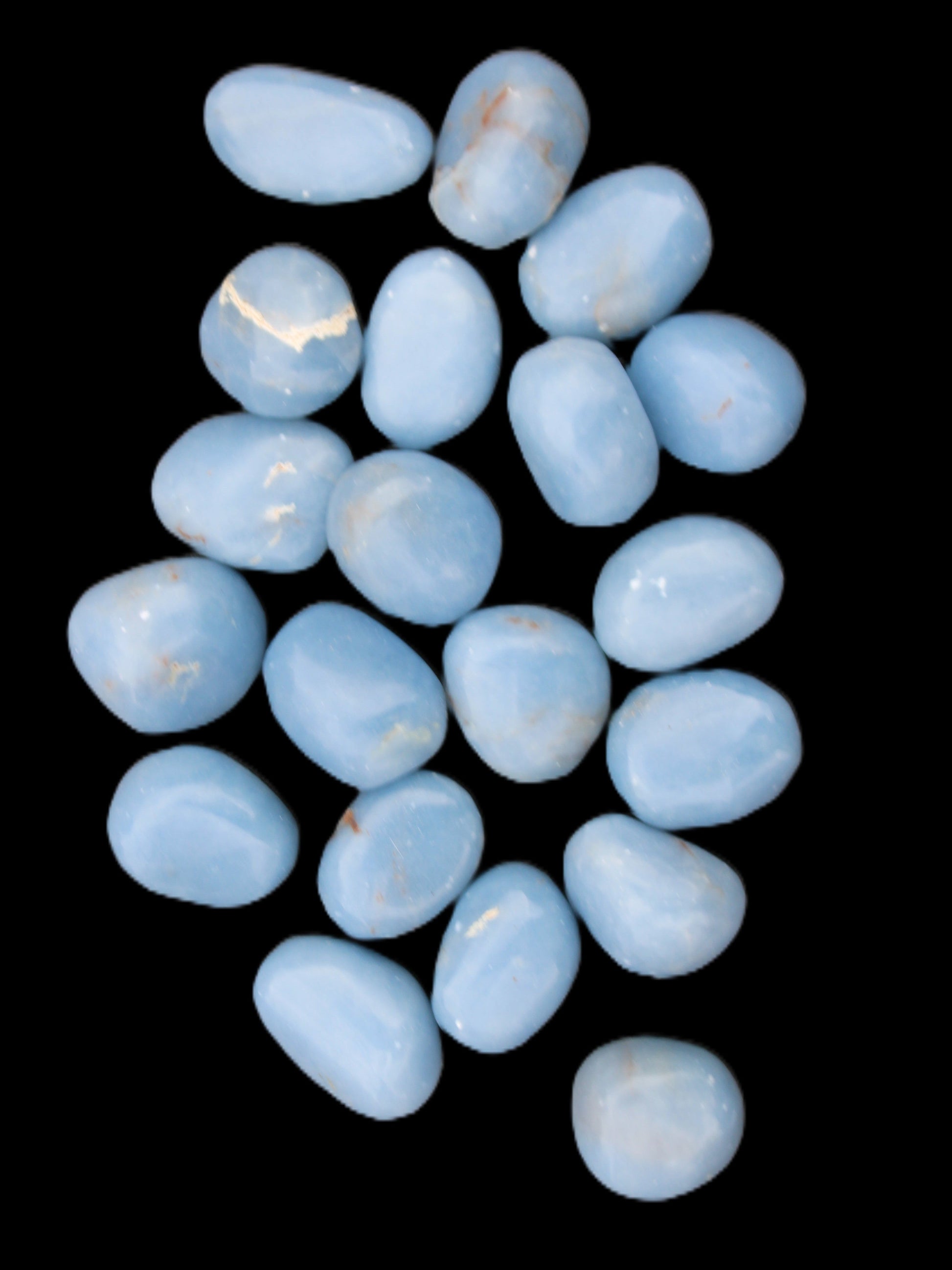 Angelite 20 tumbled stones 24-28mm 300g in sunlight - Rocks and Things Store