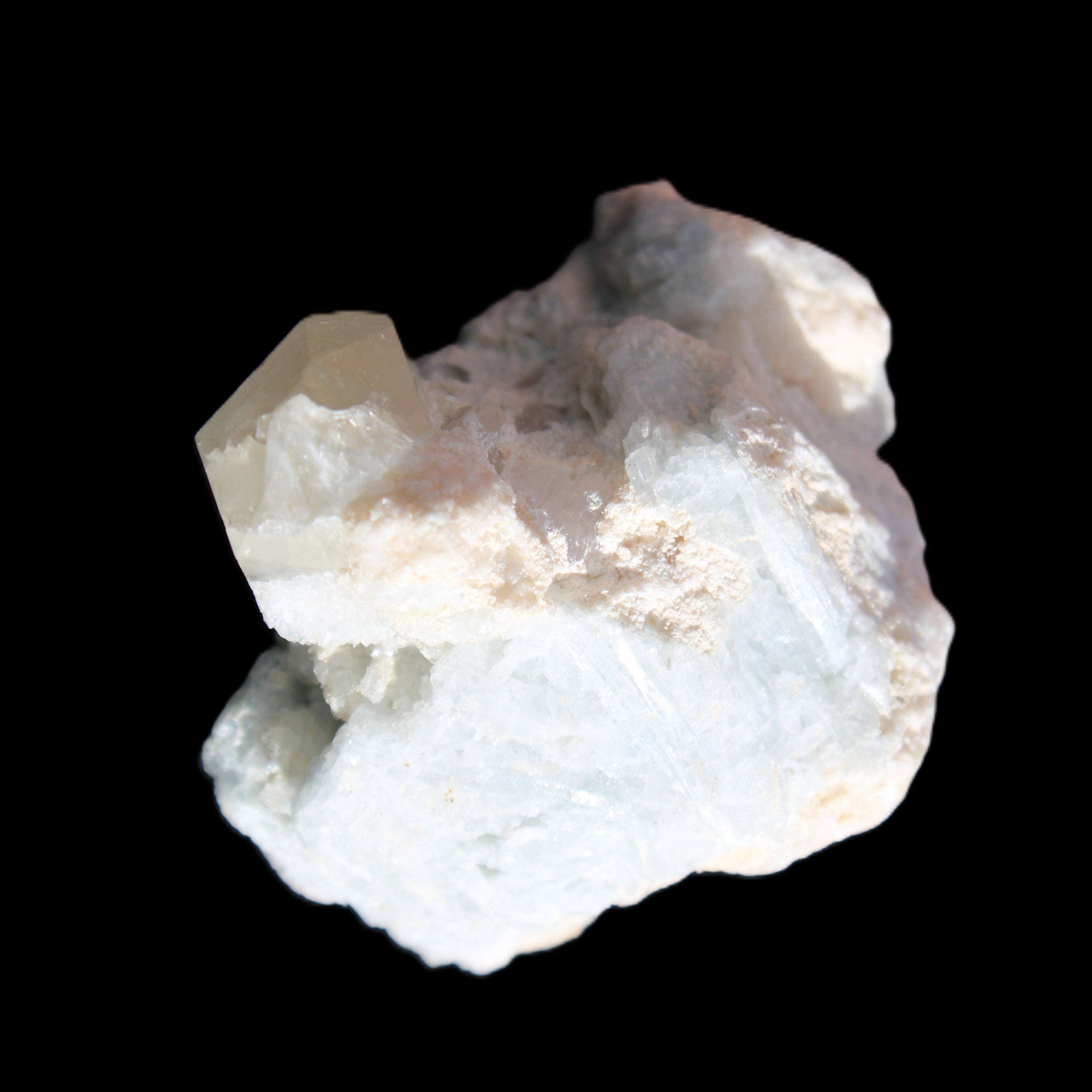 Quartz with Green Tourmaline, Mica, Feldspar matrix  41*31*50mm 61.5g in sunlight - Rocks and Things Store