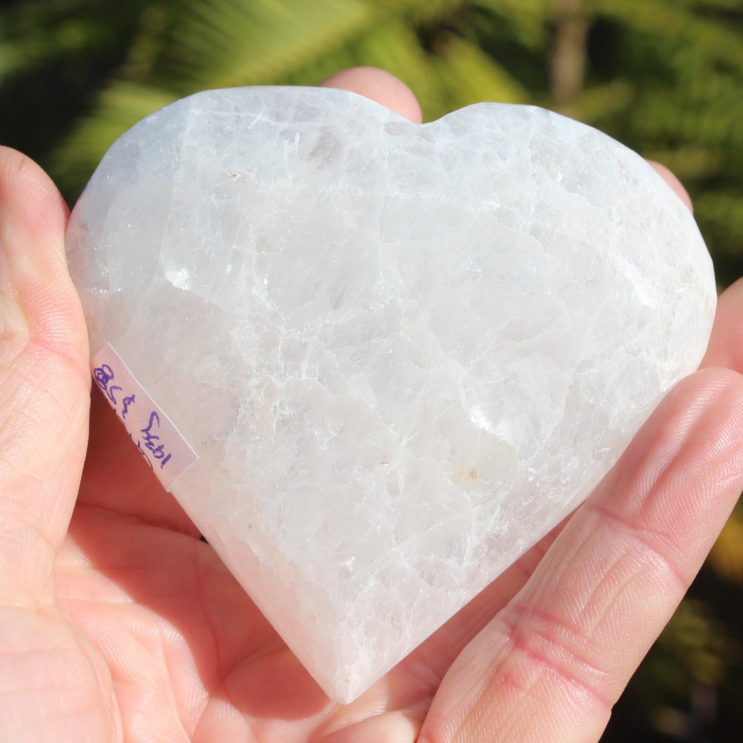 Clear Calcite crystal heart 193g