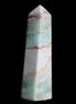 Pistachio Calcite obelisk 155mm 465g in sunlight - Rocks and Things Store