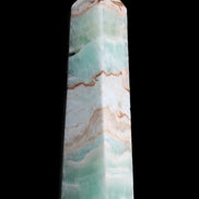 Pistachio Calcite obelisk 155mm 465g in sunlight - Rocks and Things Store