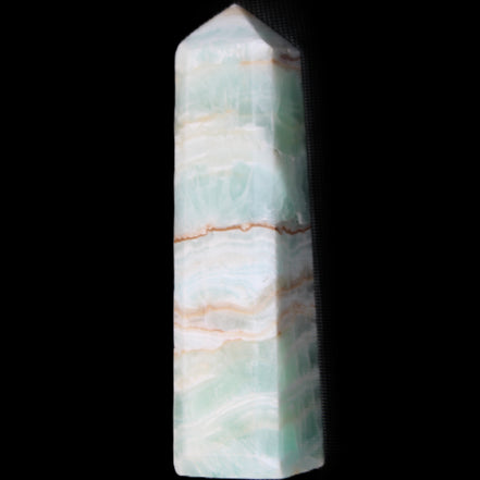 Pistachio Calcite obelisk 140mm 362g in sunlight - Rocks and Things Store