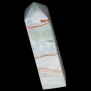 Pistachio Calcite obelisk 134mm 339g in sunlight - Rocks and Things Store
