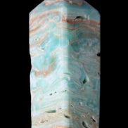 Caribbean Calcite Blue Aragonite obelisk 75*26mm 125g in sunlight - Rocks and Things Store