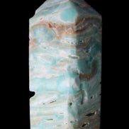 Caribbean Calcite Blue Aragonite obelisk 75*26mm 125g in sunlight - Rocks and Things Store