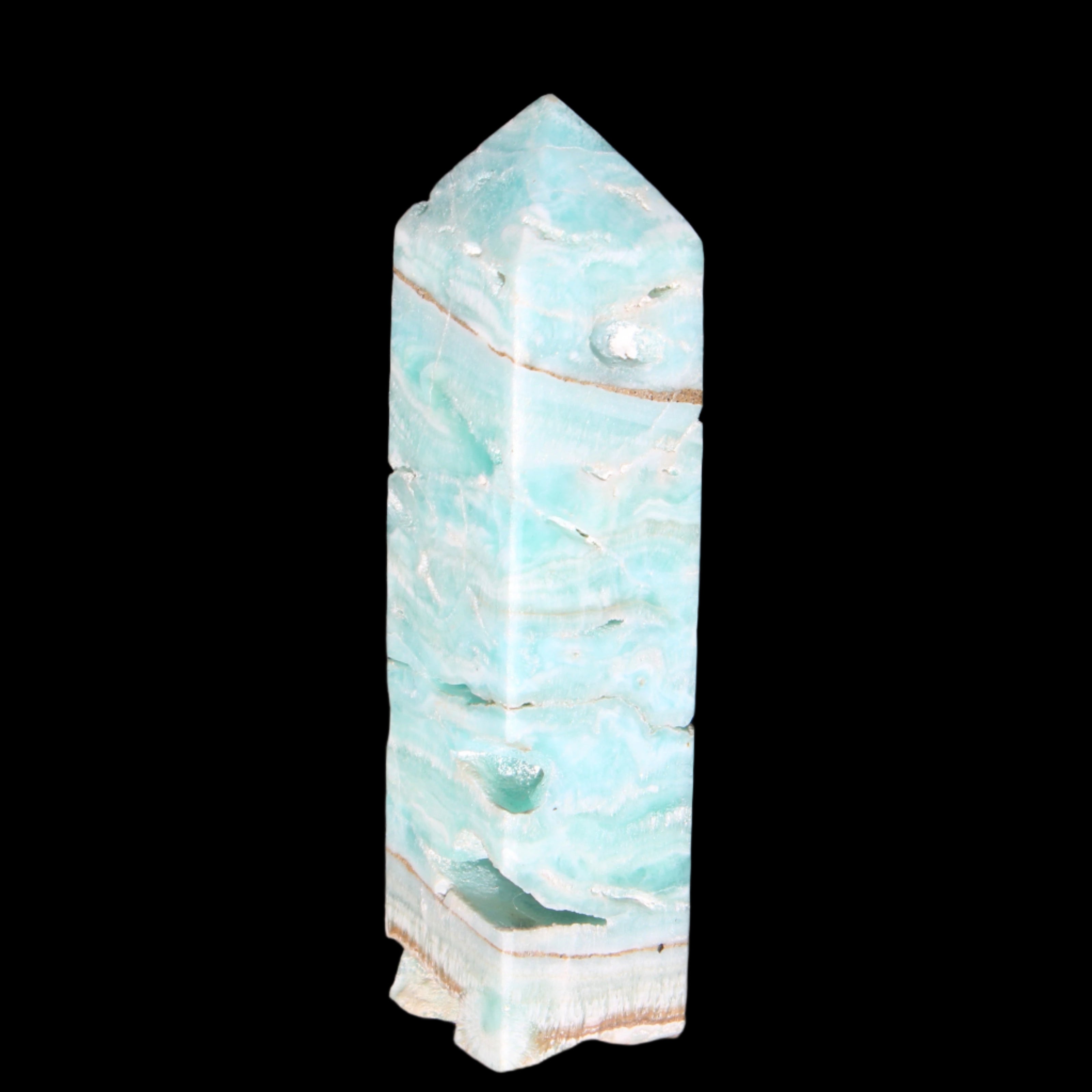 Blue Aragonite obelisk 106mm 170.7g in sunlight - Rocks and Things Store