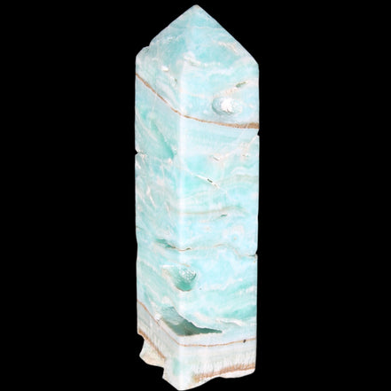 Blue Aragonite obelisk 106mm 170.7g in sunlight - Rocks and Things Store