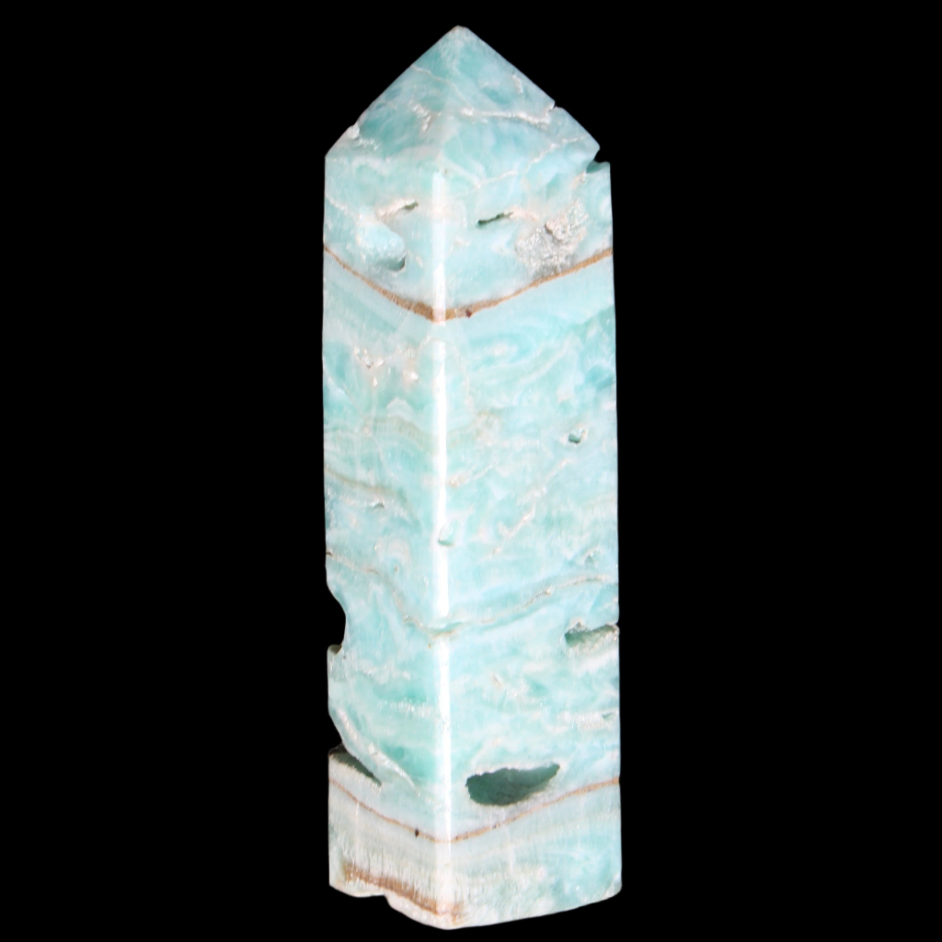 Blue Aragonite obelisk 106mm 170.7g in sunlight - Rocks and Things Store