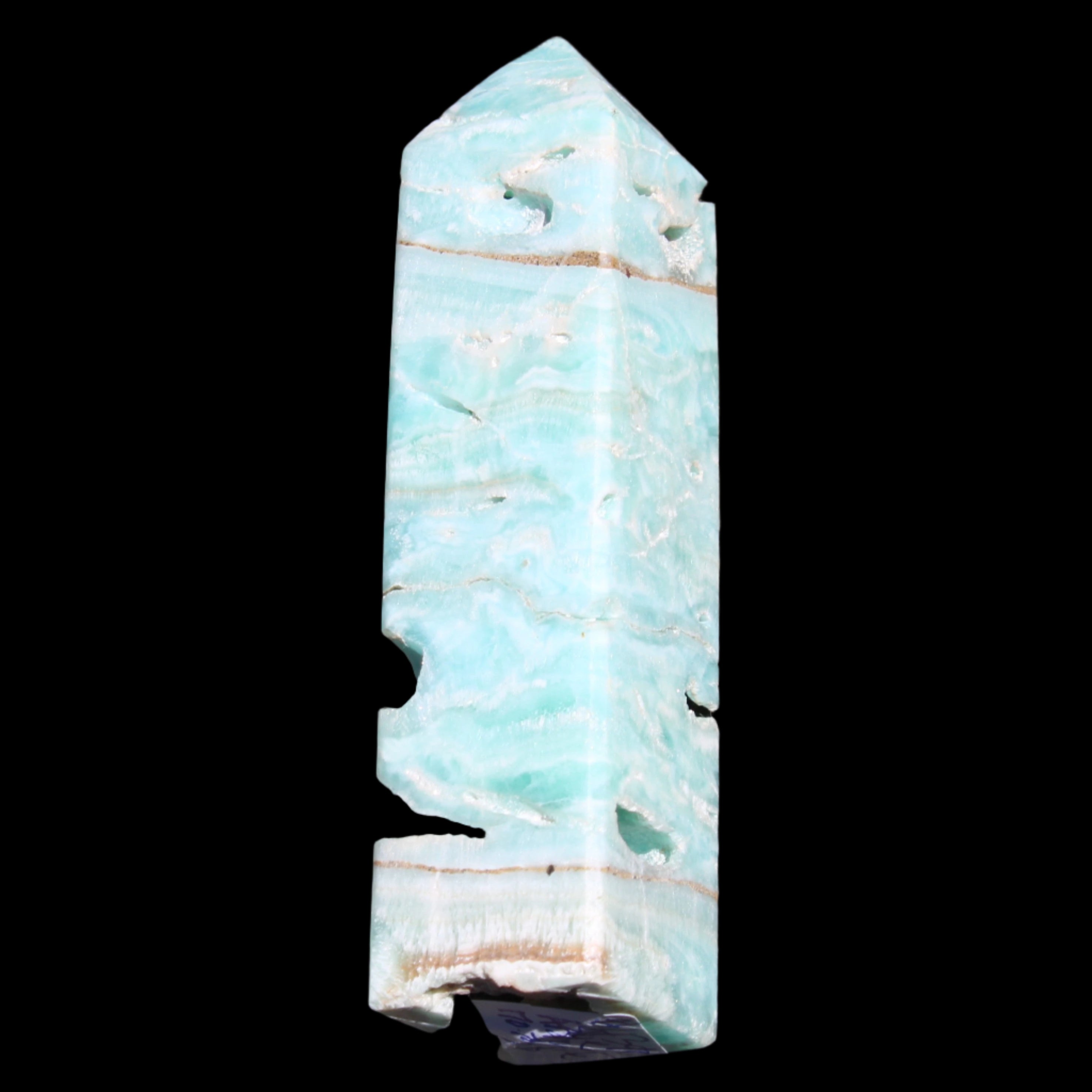Blue Aragonite obelisk 106mm 170.7g in sunlight - Rocks and Things Store
